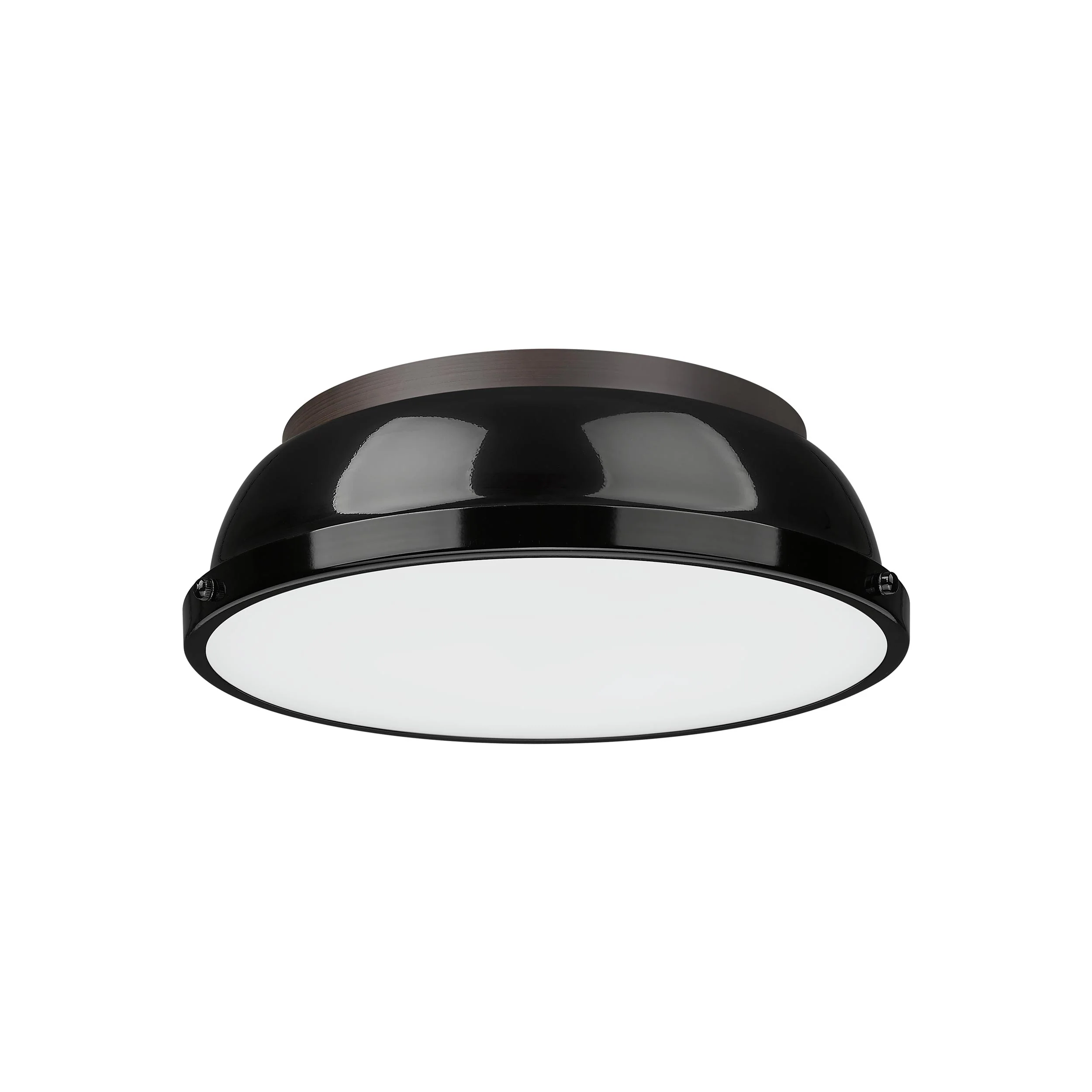 Duncan 2-light Flush Mount in Rubbed Bronze and Black shade - Image 2