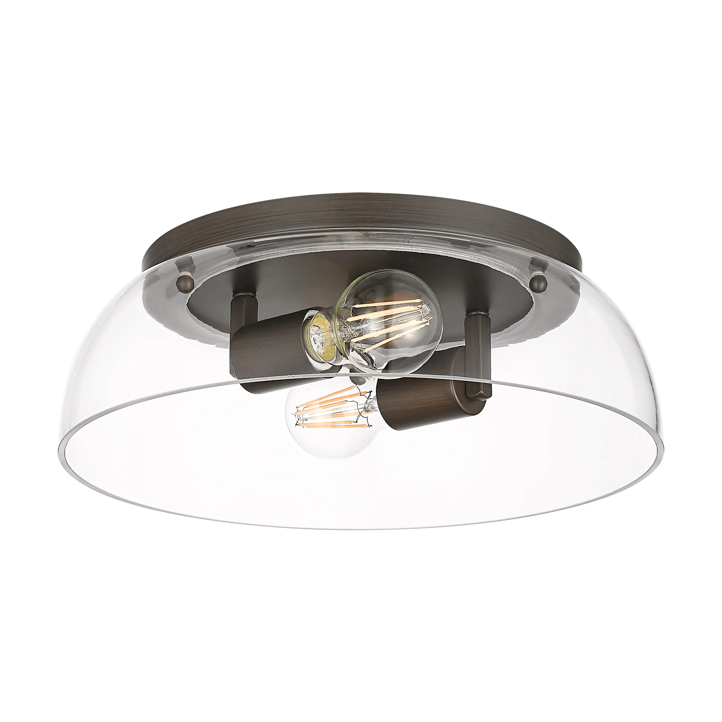 Duncan 2-light Flush Mount in Rubbed Bronze and Clear Glass - Image 2