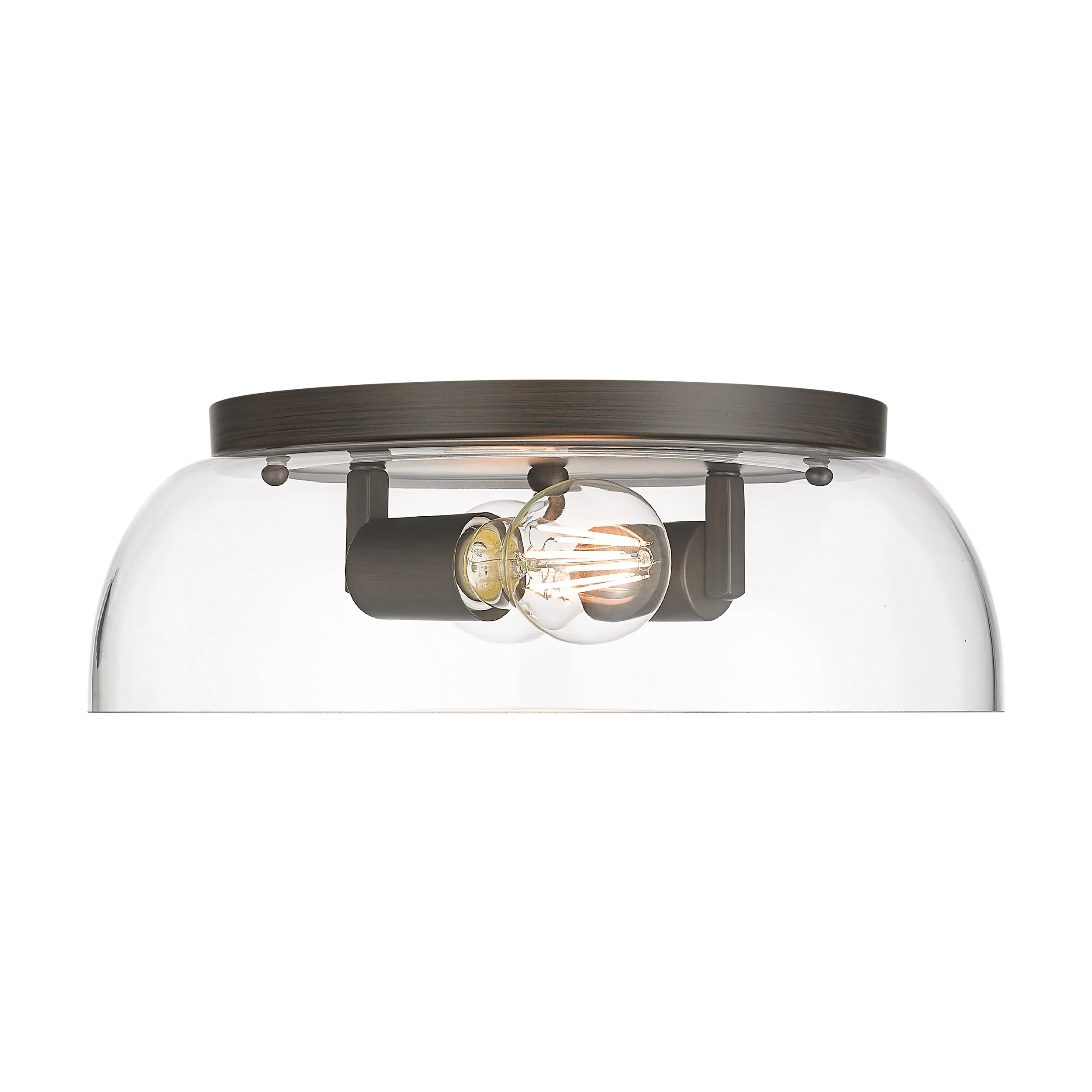 Duncan 2-light Flush Mount in Rubbed Bronze and Clear Glass - Image 3