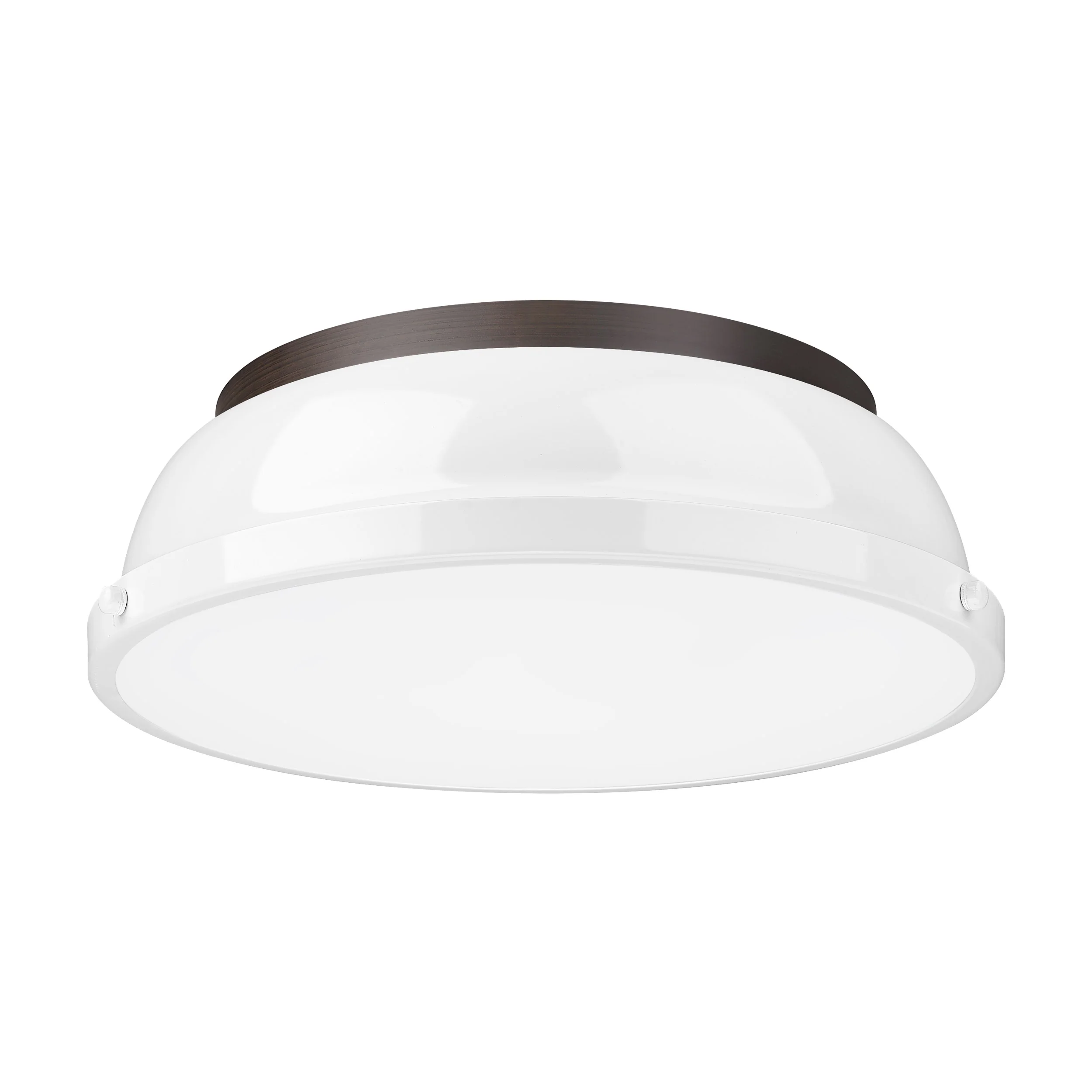 Duncan 2-light Flush Mount in Rubbed Bronze and White shade - Image 2