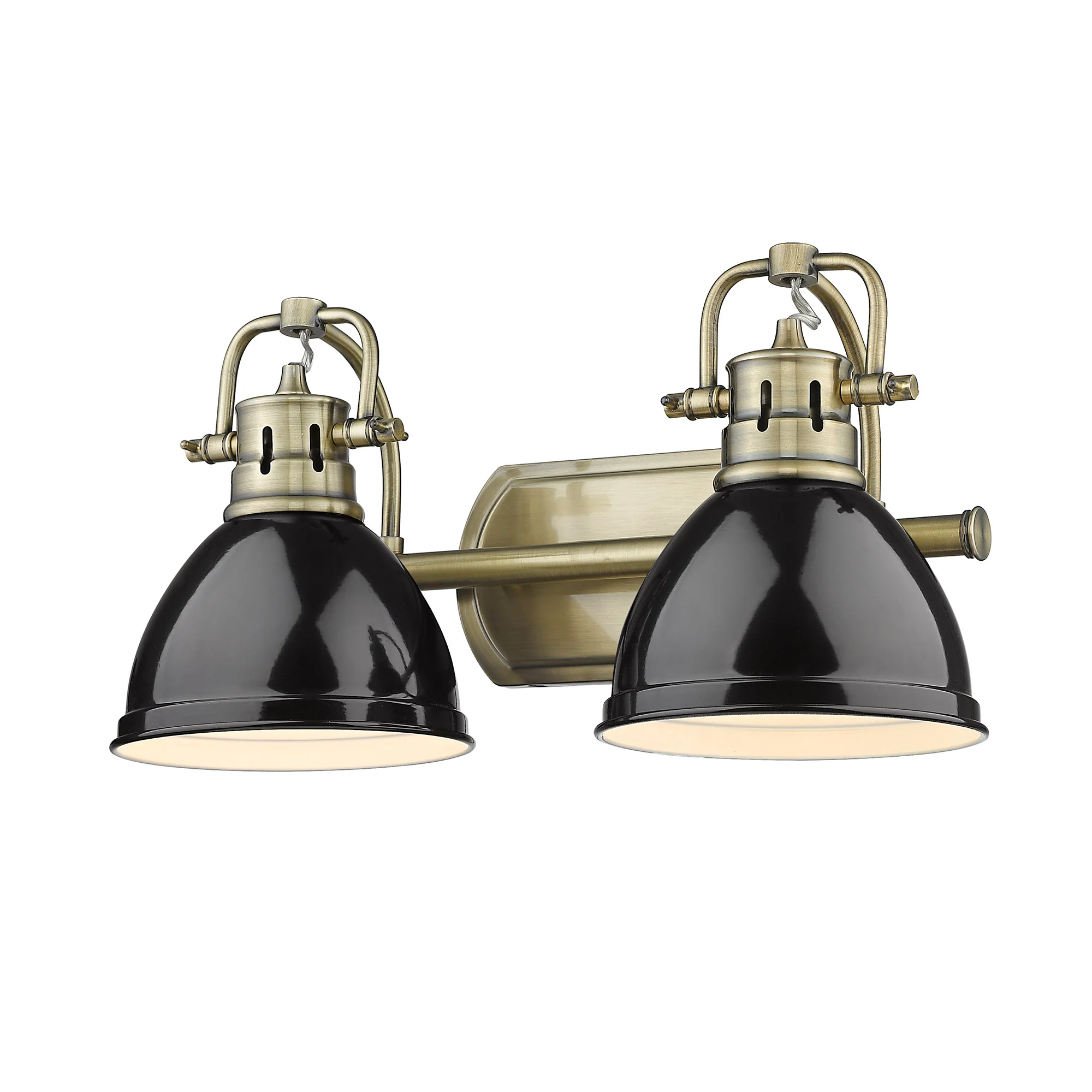 Duncan 2-light Vanity in Aged Brass and Black shade