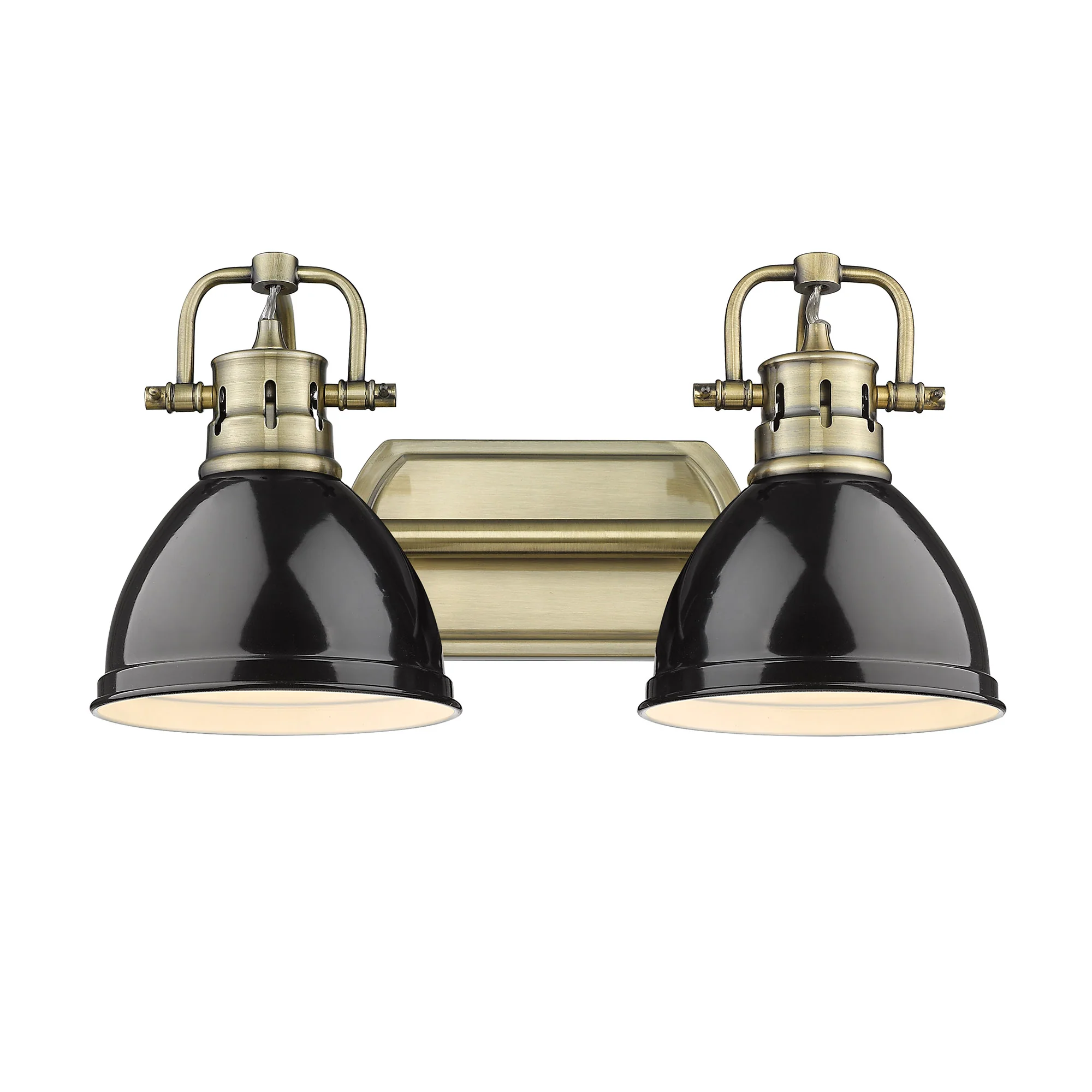 Duncan 2-light Vanity in Aged Brass and Black shade - Image 2