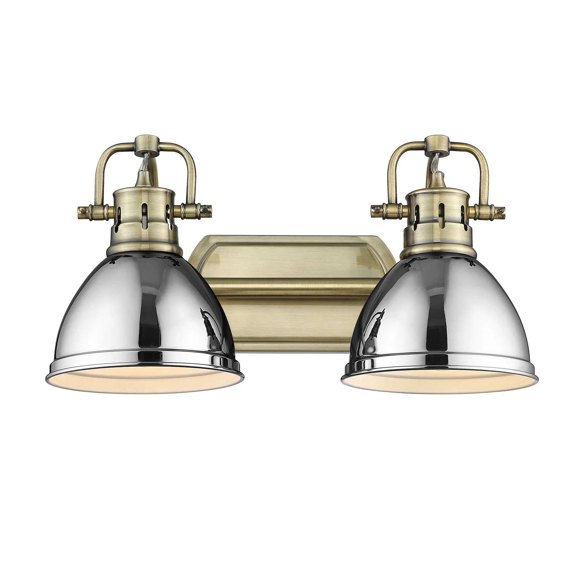 Duncan 2-light Vanity in Aged Brass and Chrome shade - Image 3