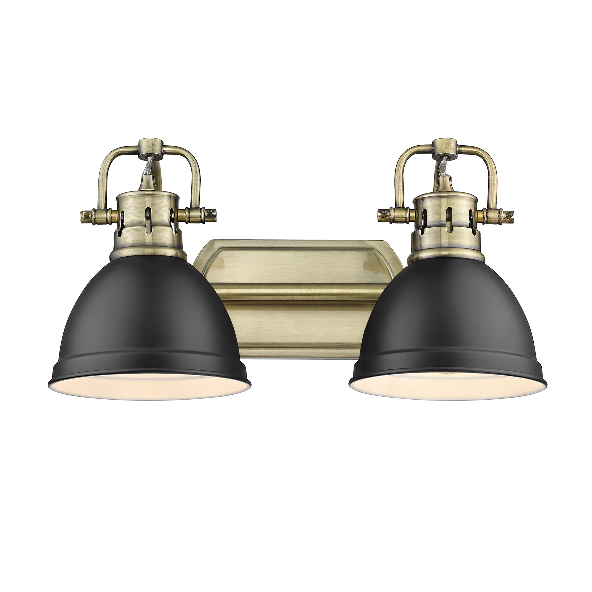 Duncan 2-light Vanity in Aged Brass and Matte Black shade - Image 2