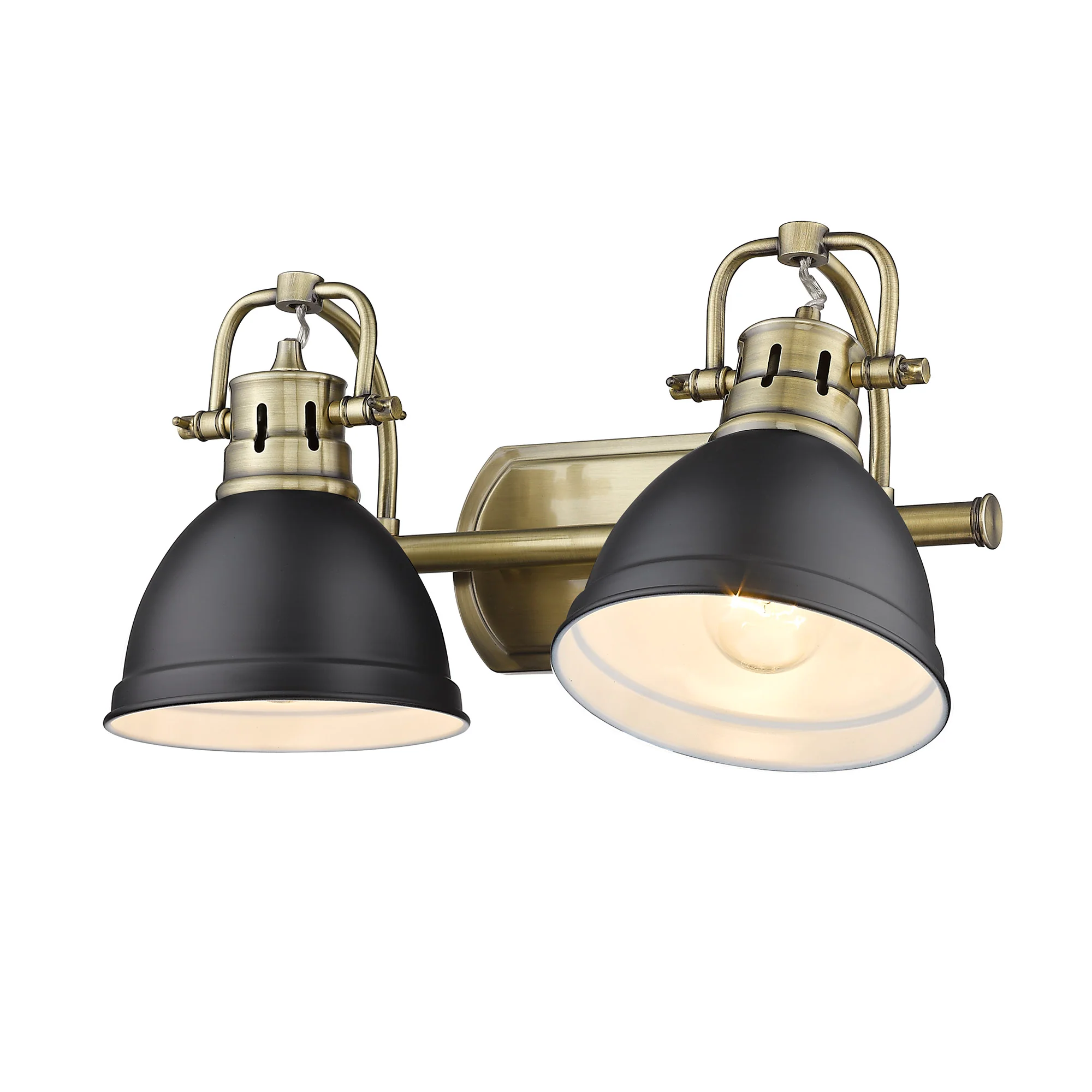 Duncan 2-light Vanity in Aged Brass and Matte Black shade - Image 3