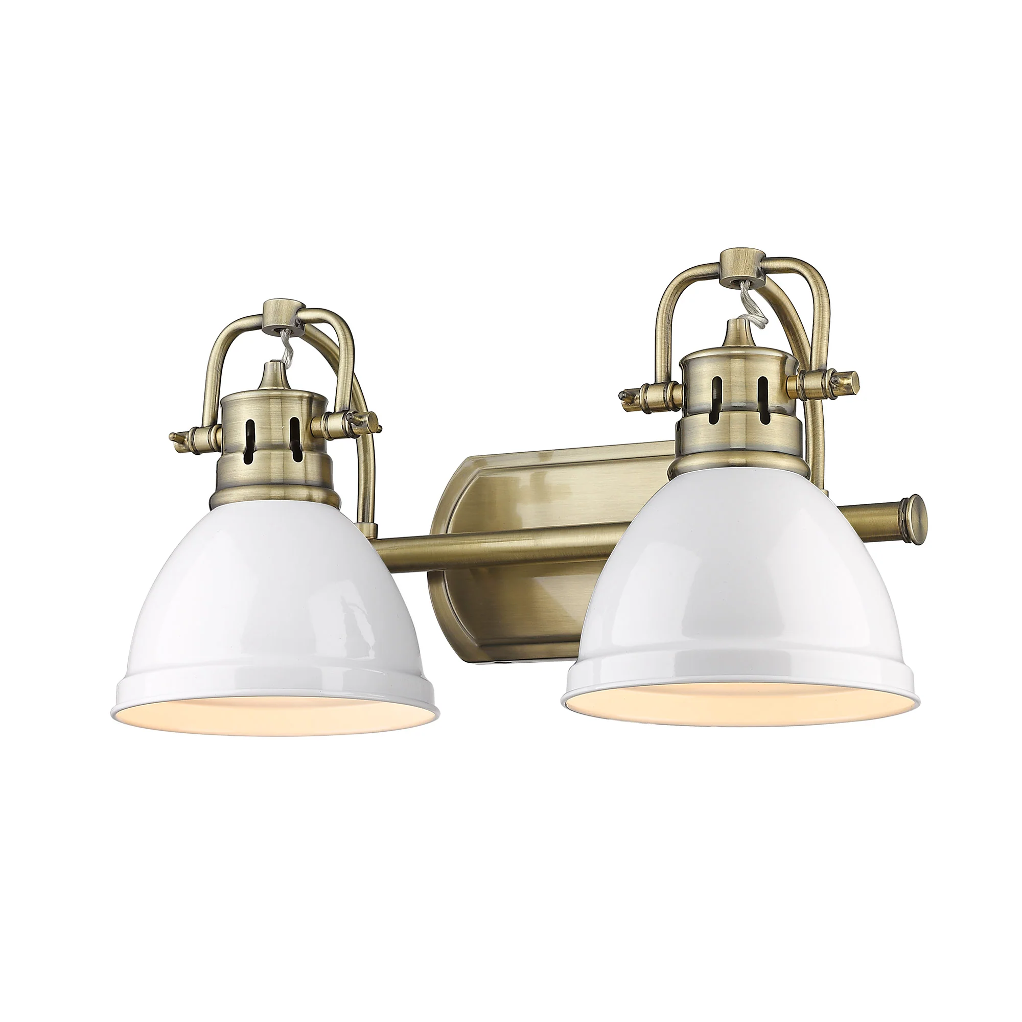 Duncan 2-light Vanity in Aged Brass and Matte White shade