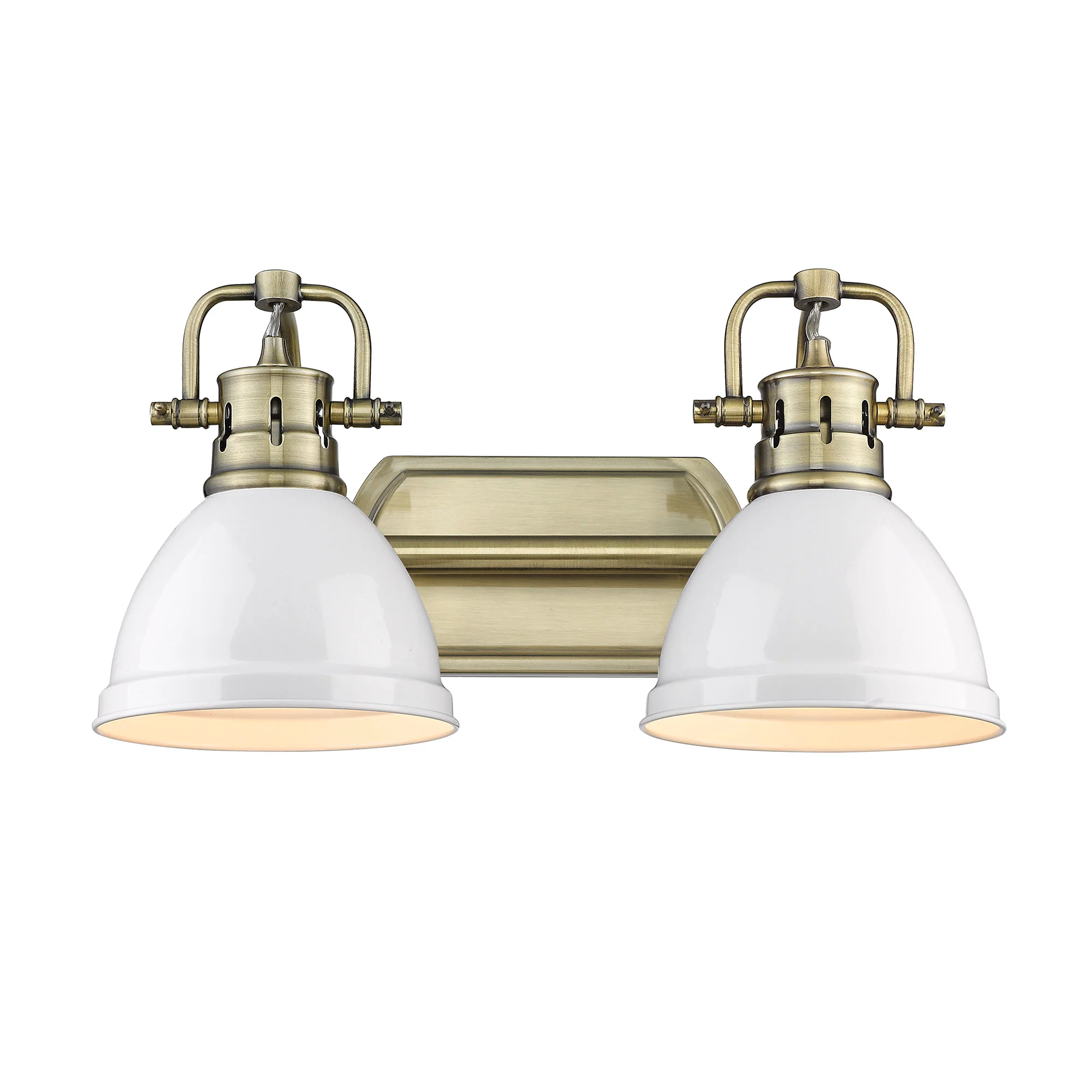 Duncan 2-light Vanity in Aged Brass and Matte White shade - Image 3