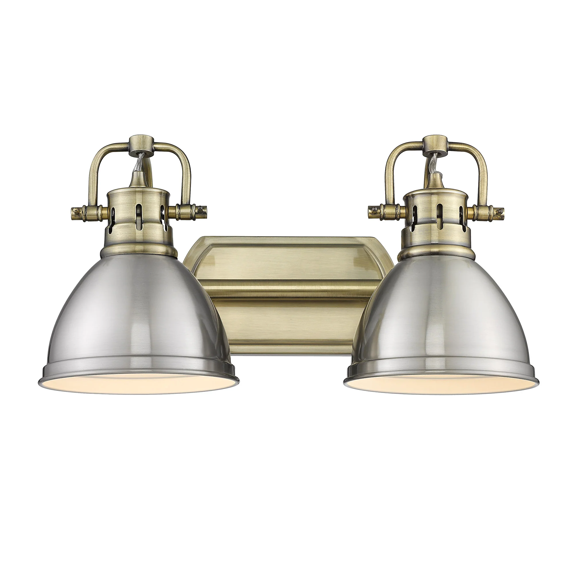 Duncan 2-light Vanity in Aged Brass and Pewter shade - Image 2