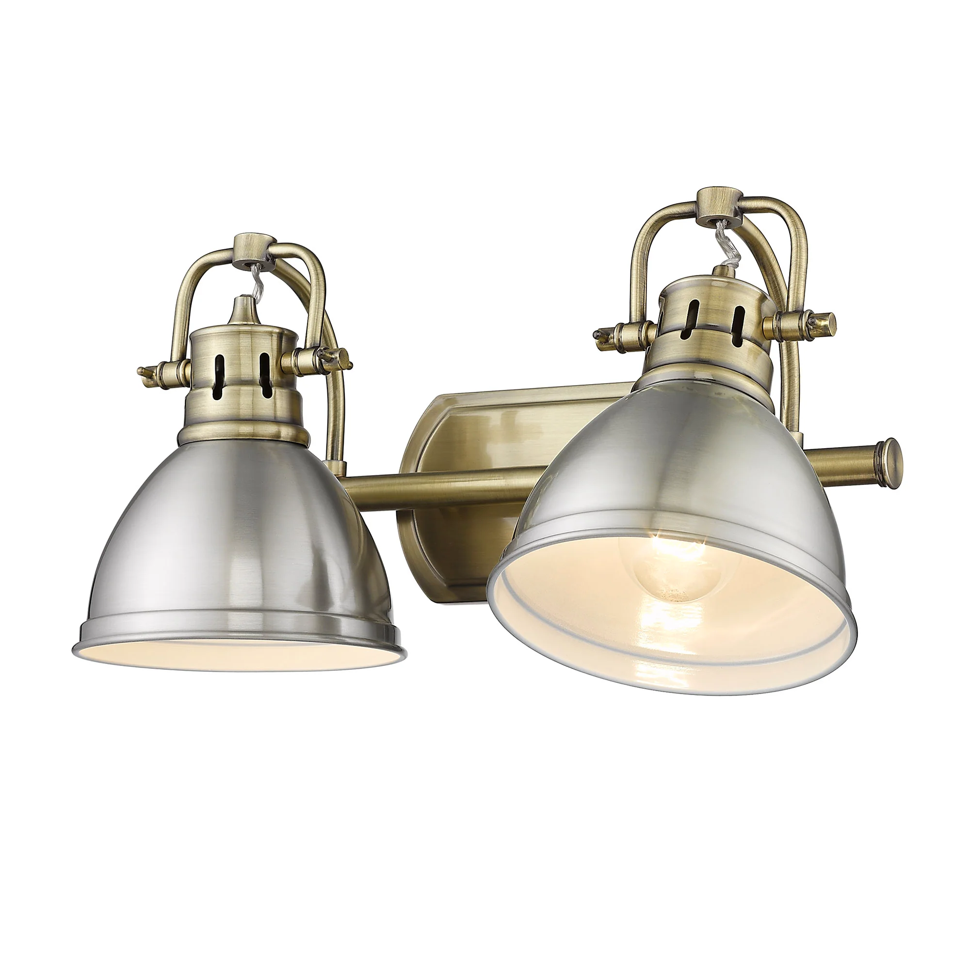 Duncan 2-light Vanity in Aged Brass and Pewter shade - Image 3