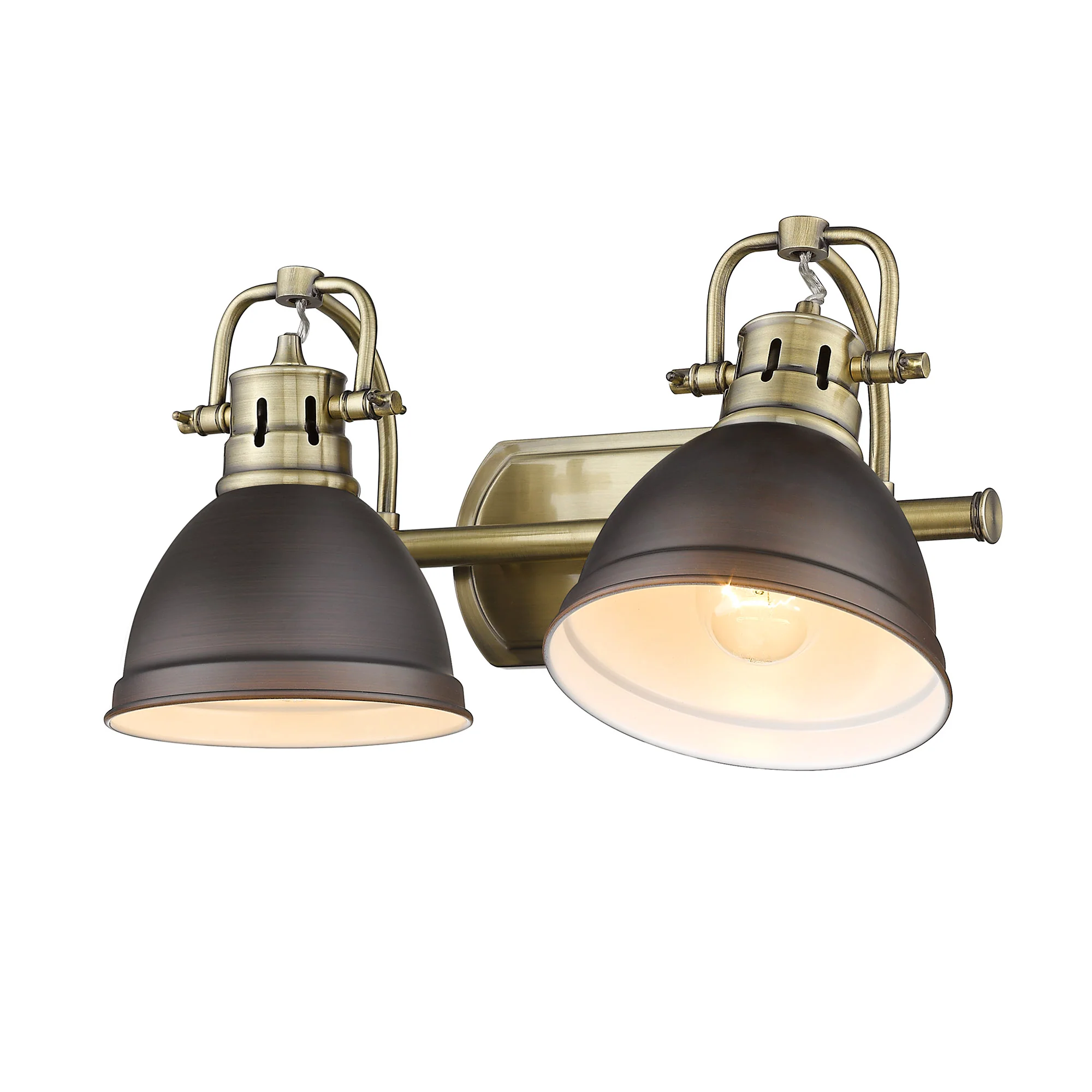 Duncan 2-light Vanity in Aged Brass and Rubbed Bronze shade - Image 3