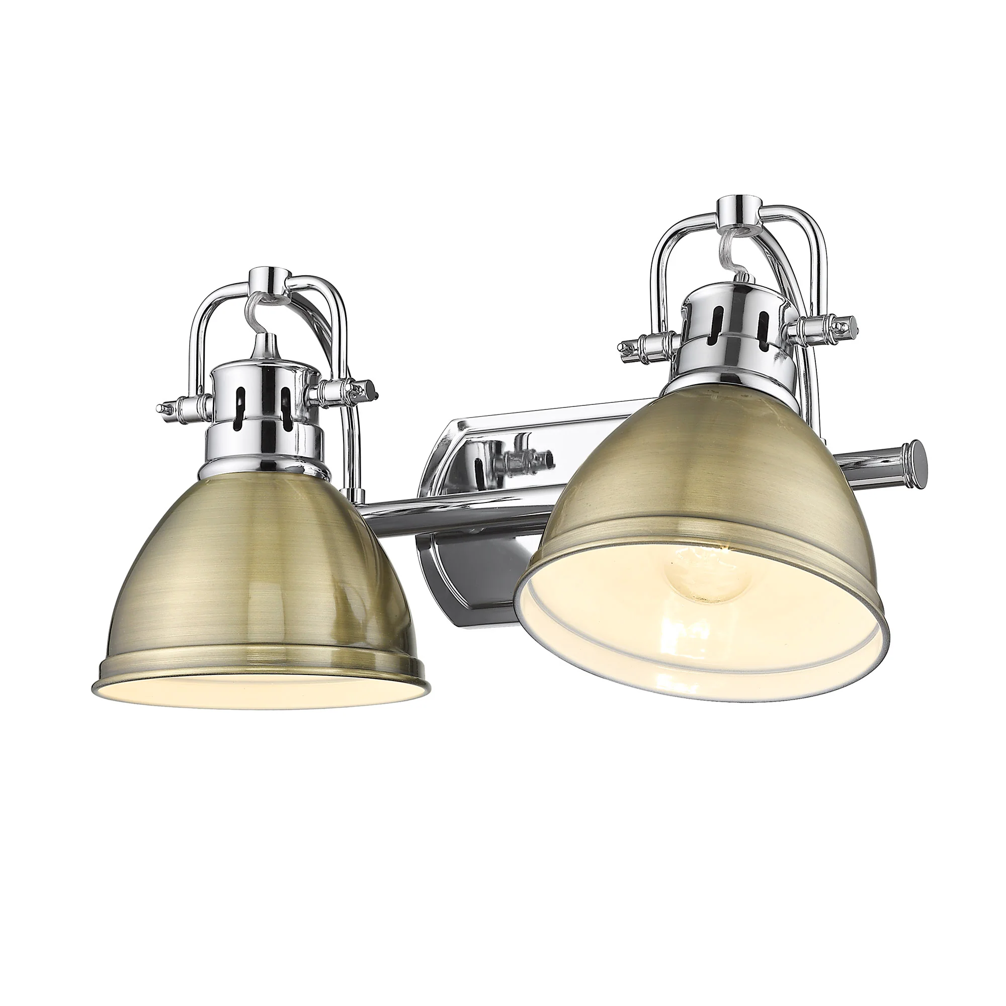Duncan 2-light Vanity in Chrome and Aged Brass shade - Image 3