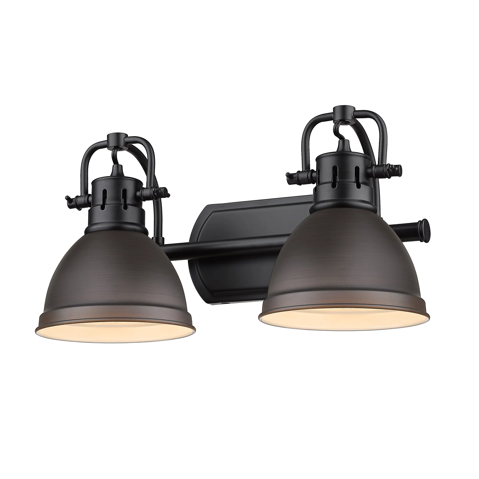Duncan 2-light Vanity in Matte Black and Rubbed Bronze shade