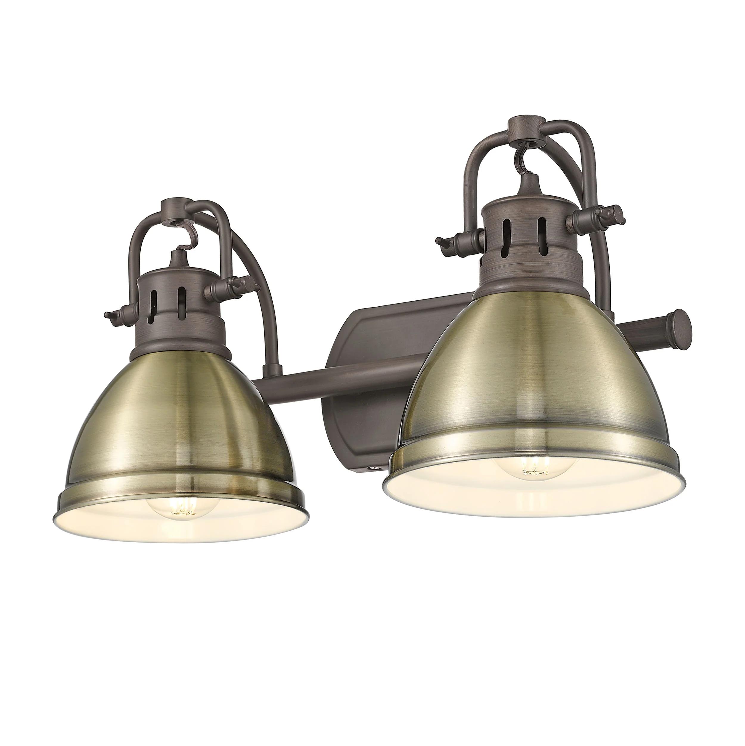 Duncan 2-light Vanity in Rubbed Bronze and Aged Brass shade
