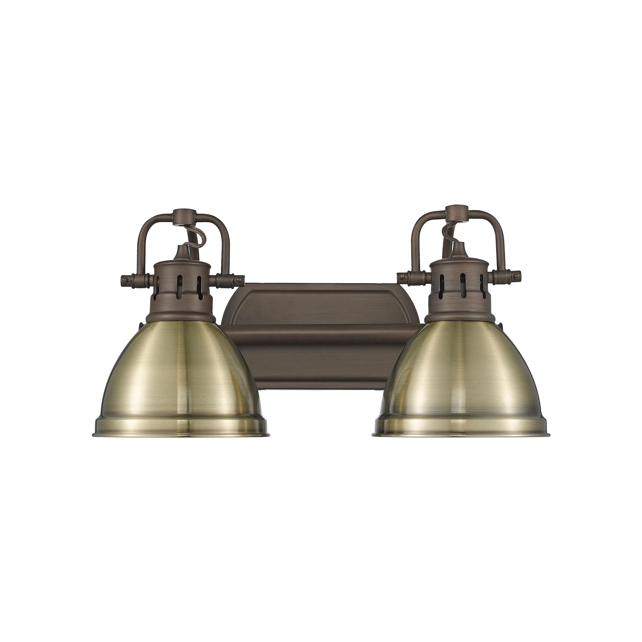 Duncan 2-light Vanity in Rubbed Bronze and Aged Brass shade - Image 4