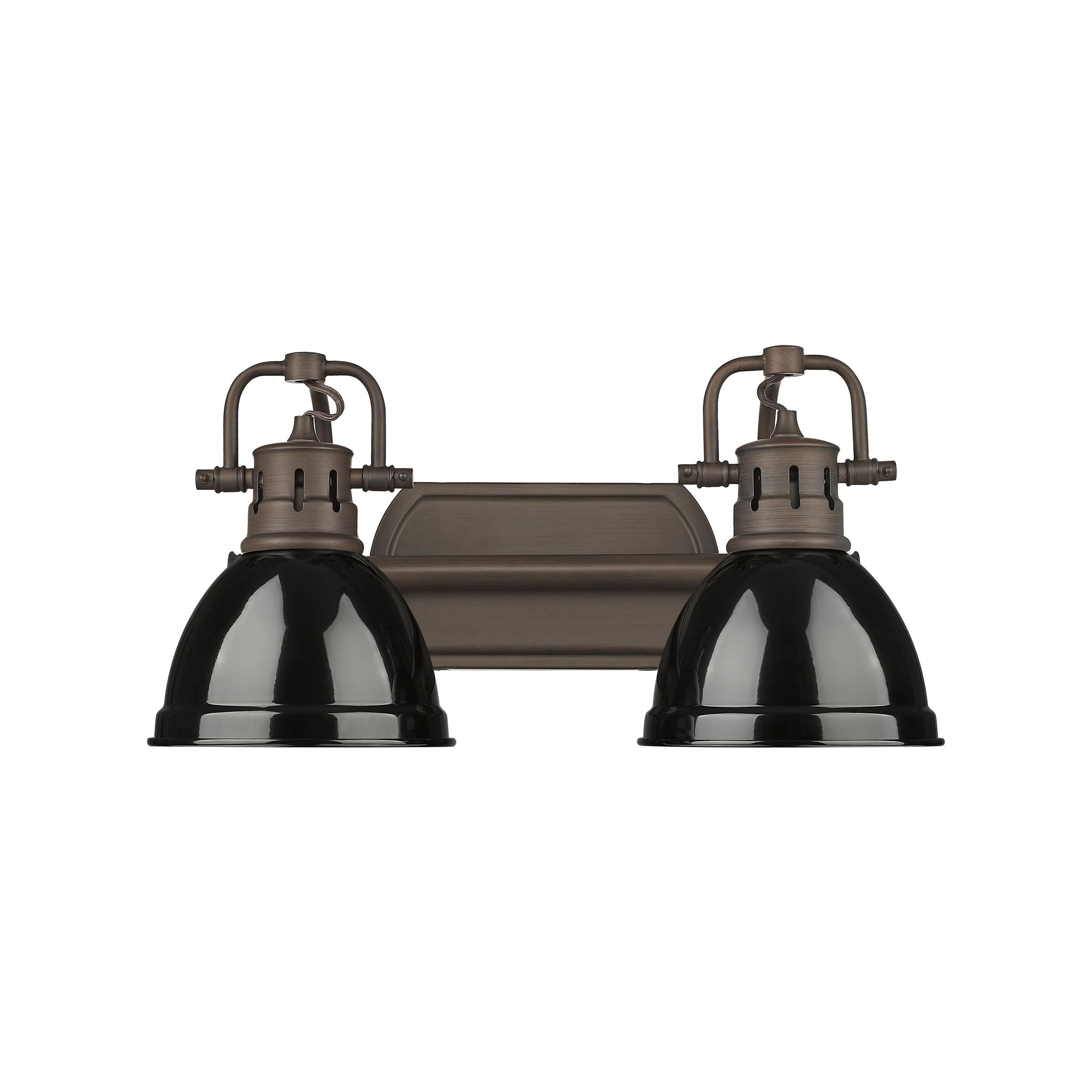 Duncan 2-light Vanity in Rubbed Bronze and Black shade - Image 2