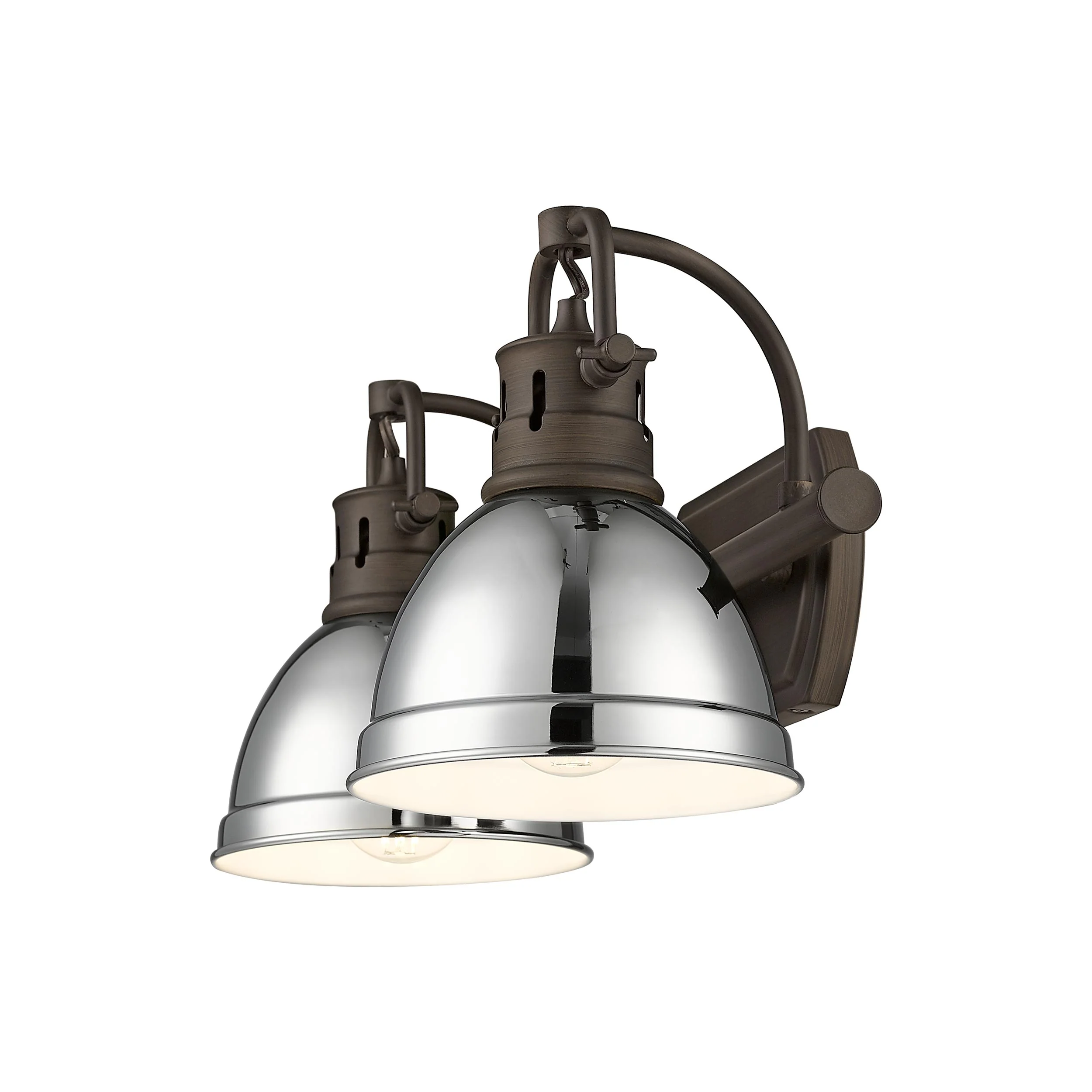 Duncan 2-light Vanity in Rubbed Bronze and Chrome shade - Image 3