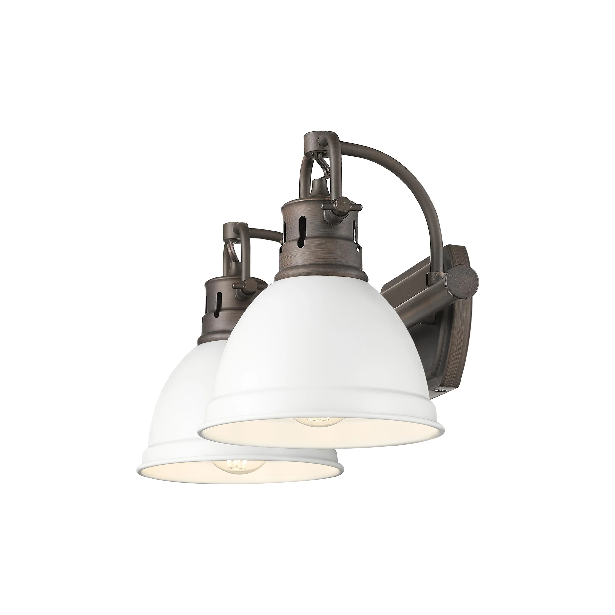 Duncan 2-light Vanity in Rubbed Bronze and Matte White shade - Image 3