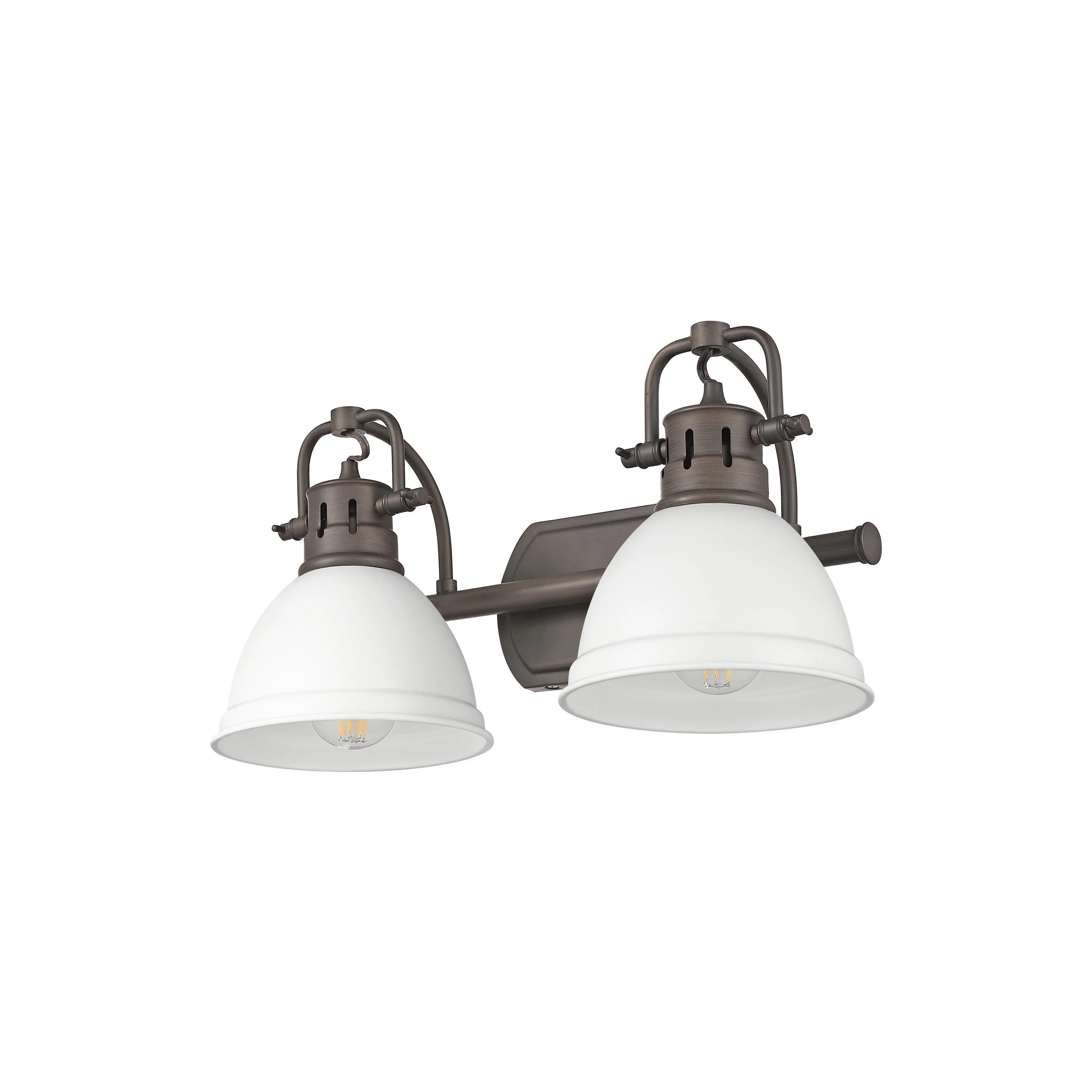Duncan 2-light Vanity in Rubbed Bronze and Matte White shade - Image 4
