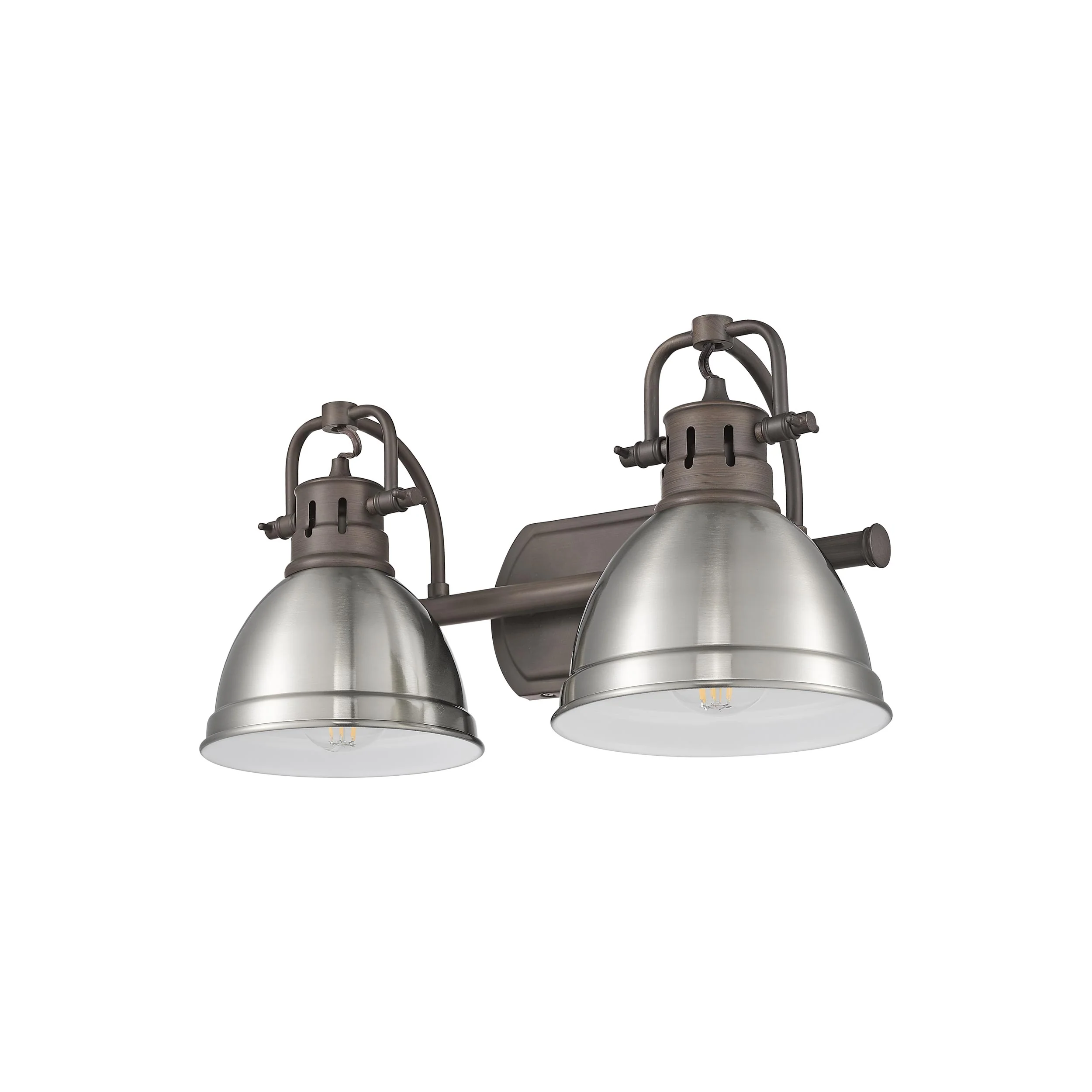 Duncan 2-light Vanity in Rubbed Bronze and Pewter shade - Image 4