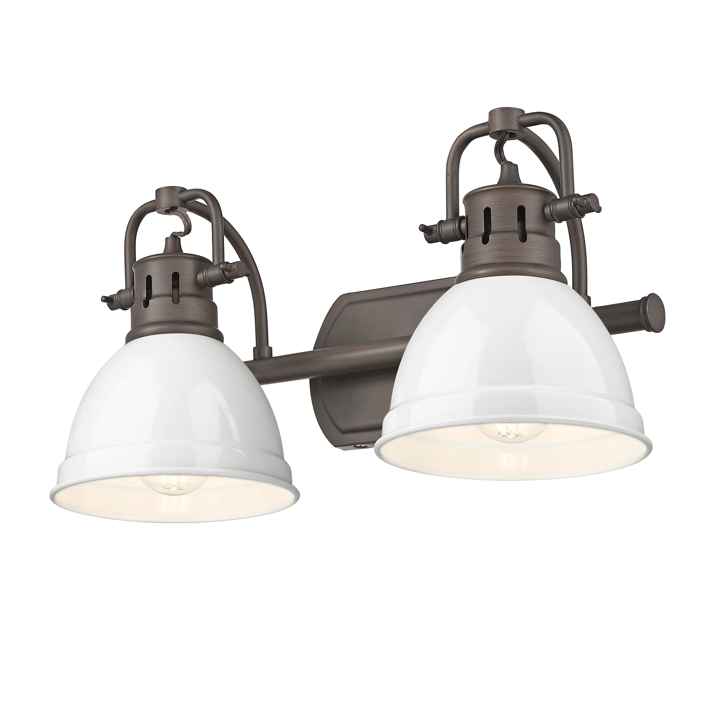 Duncan 2-light Vanity in Rubbed Bronze and White shade