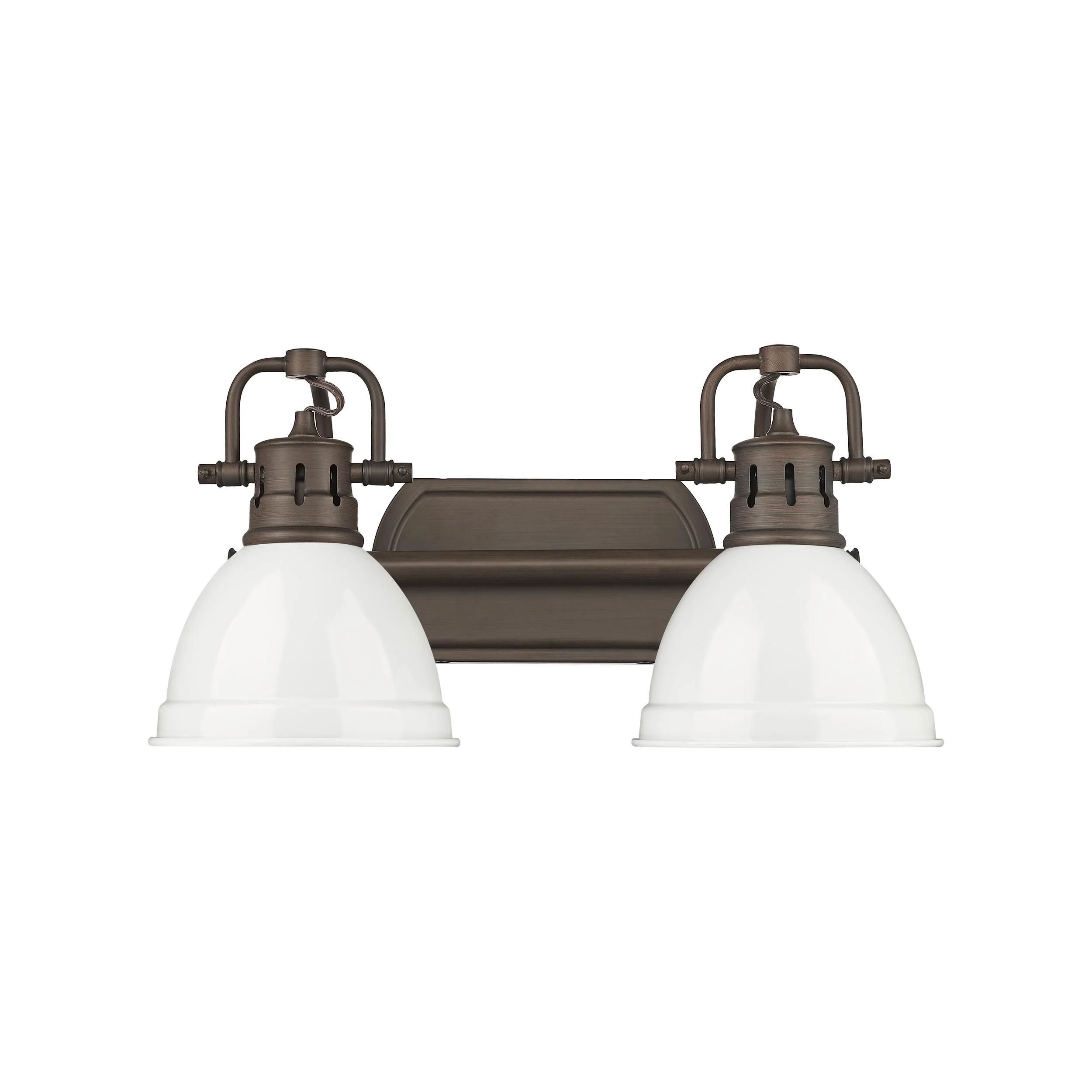 Duncan 2-light Vanity in Rubbed Bronze and White shade - Image 2