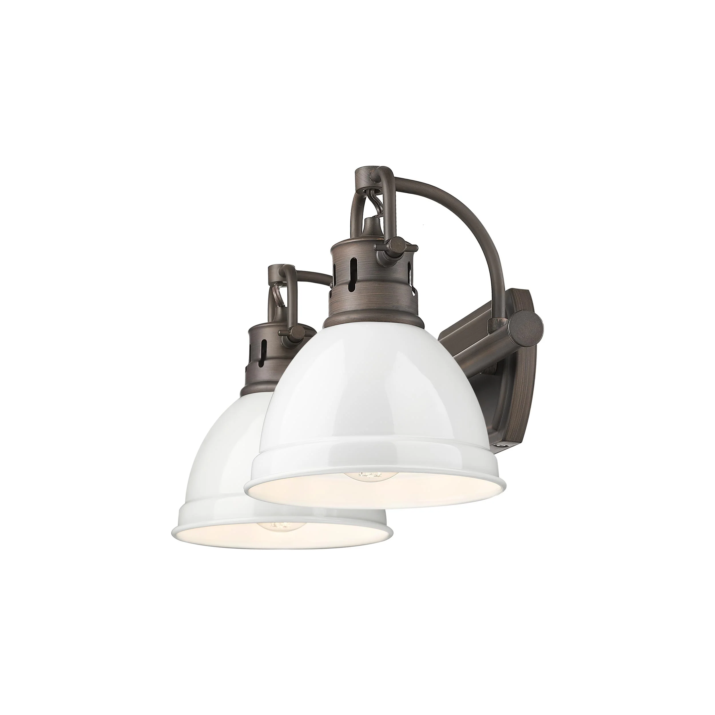 Duncan 2-light Vanity in Rubbed Bronze and White shade - Image 3