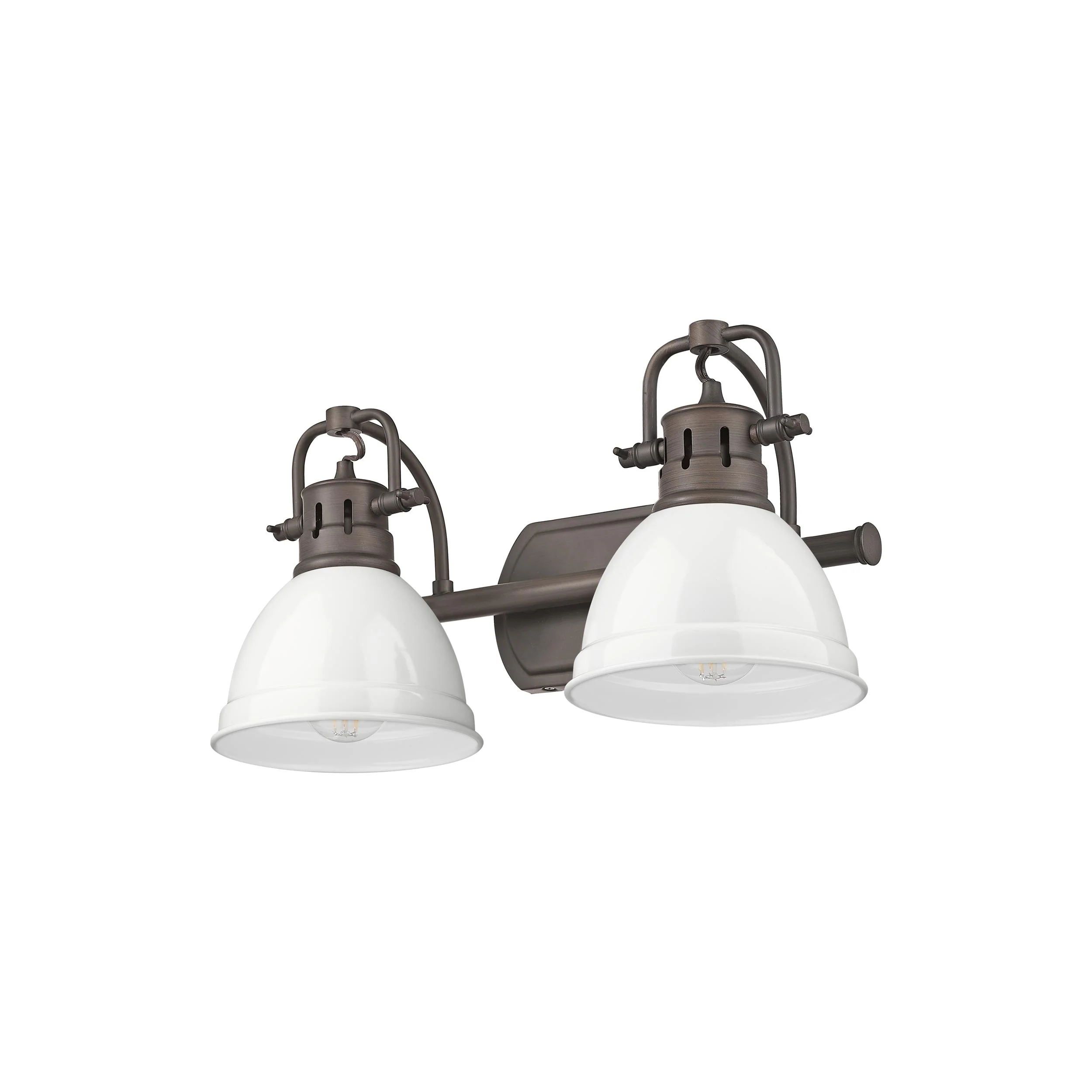 Duncan 2-light Vanity in Rubbed Bronze and White shade - Image 4