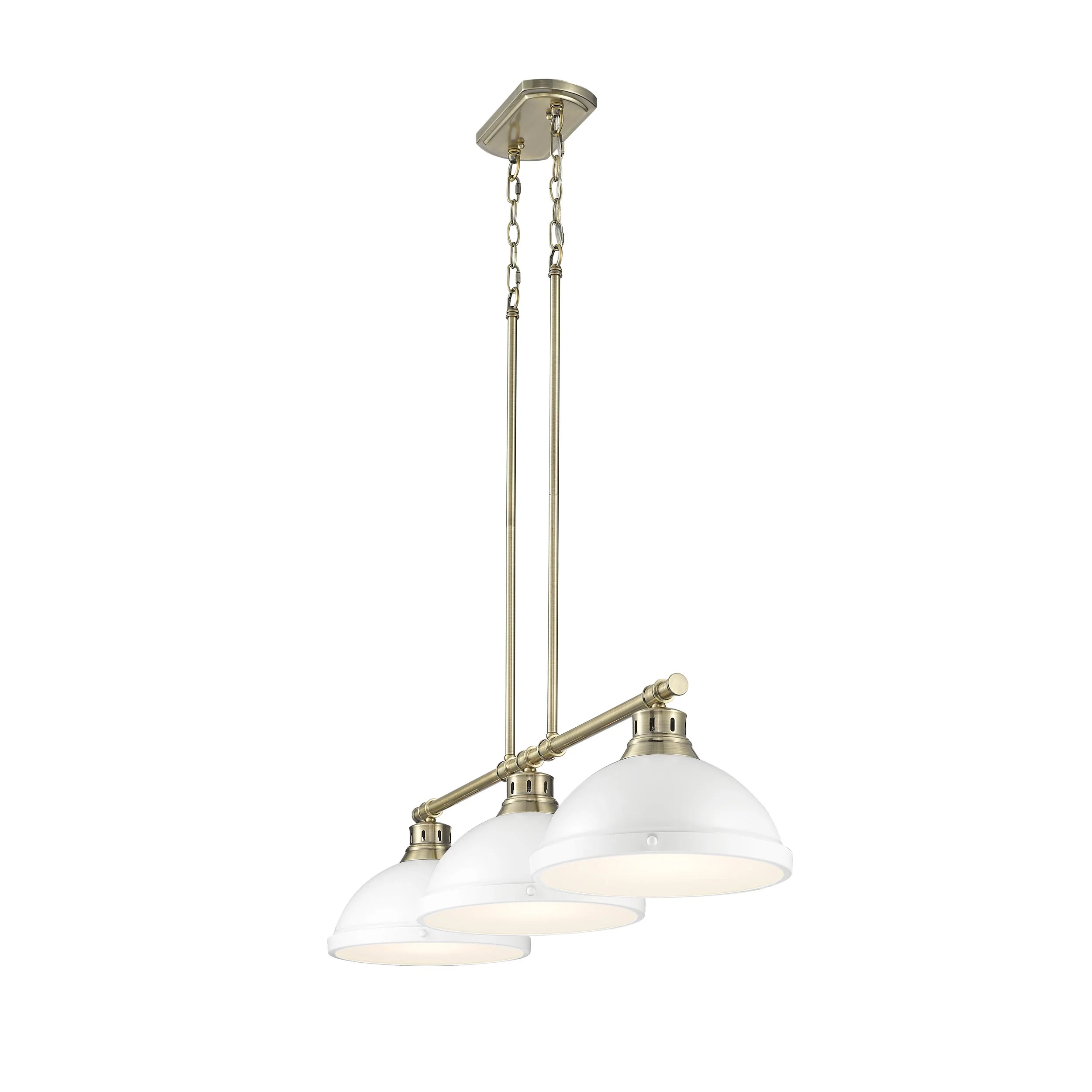 Duncan 3-light Island Light in Aged Brass and Matte White shade - Image 2