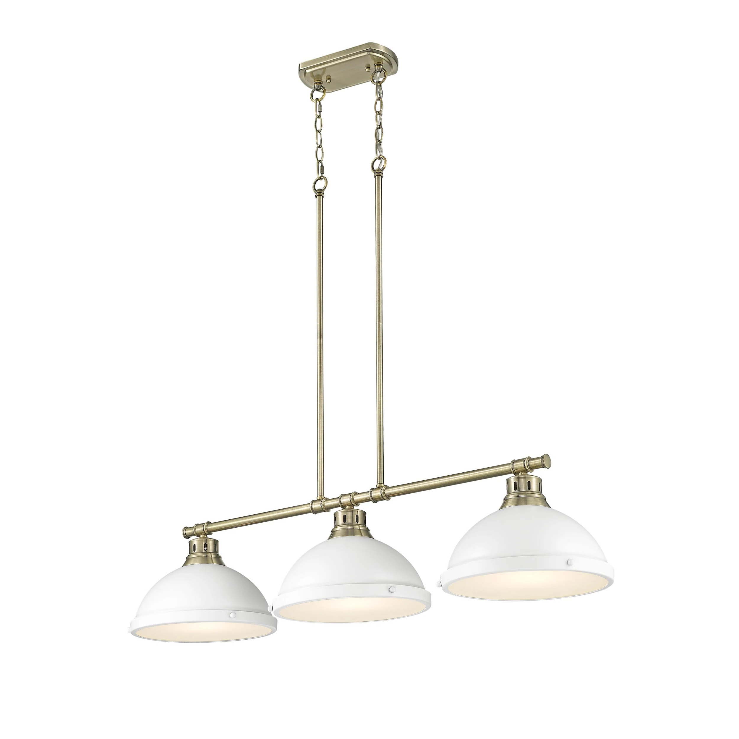 Duncan 3-light Island Light in Aged Brass and Matte White shade - Image 3