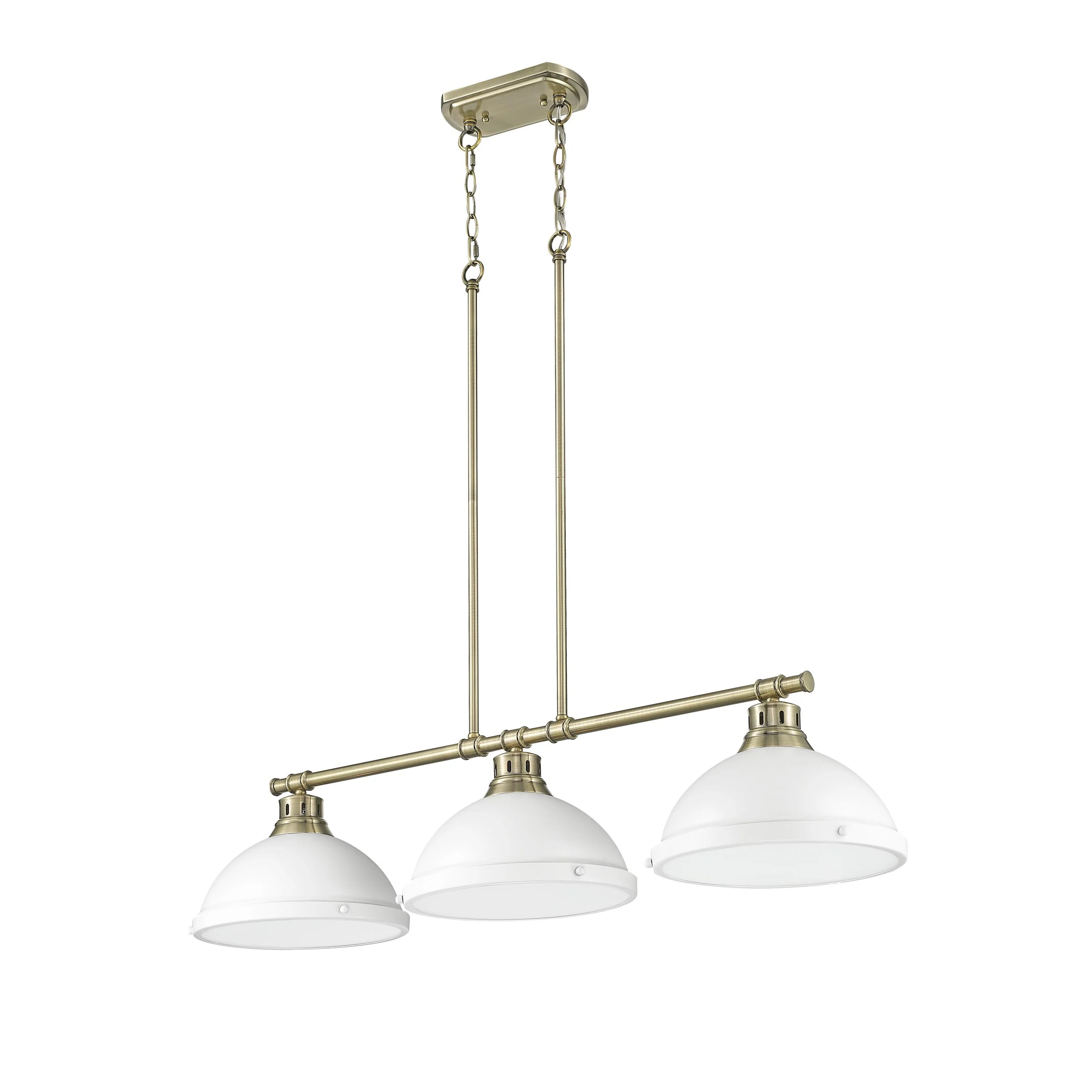 Duncan 3-light Island Light in Aged Brass and Matte White shade - Image 4