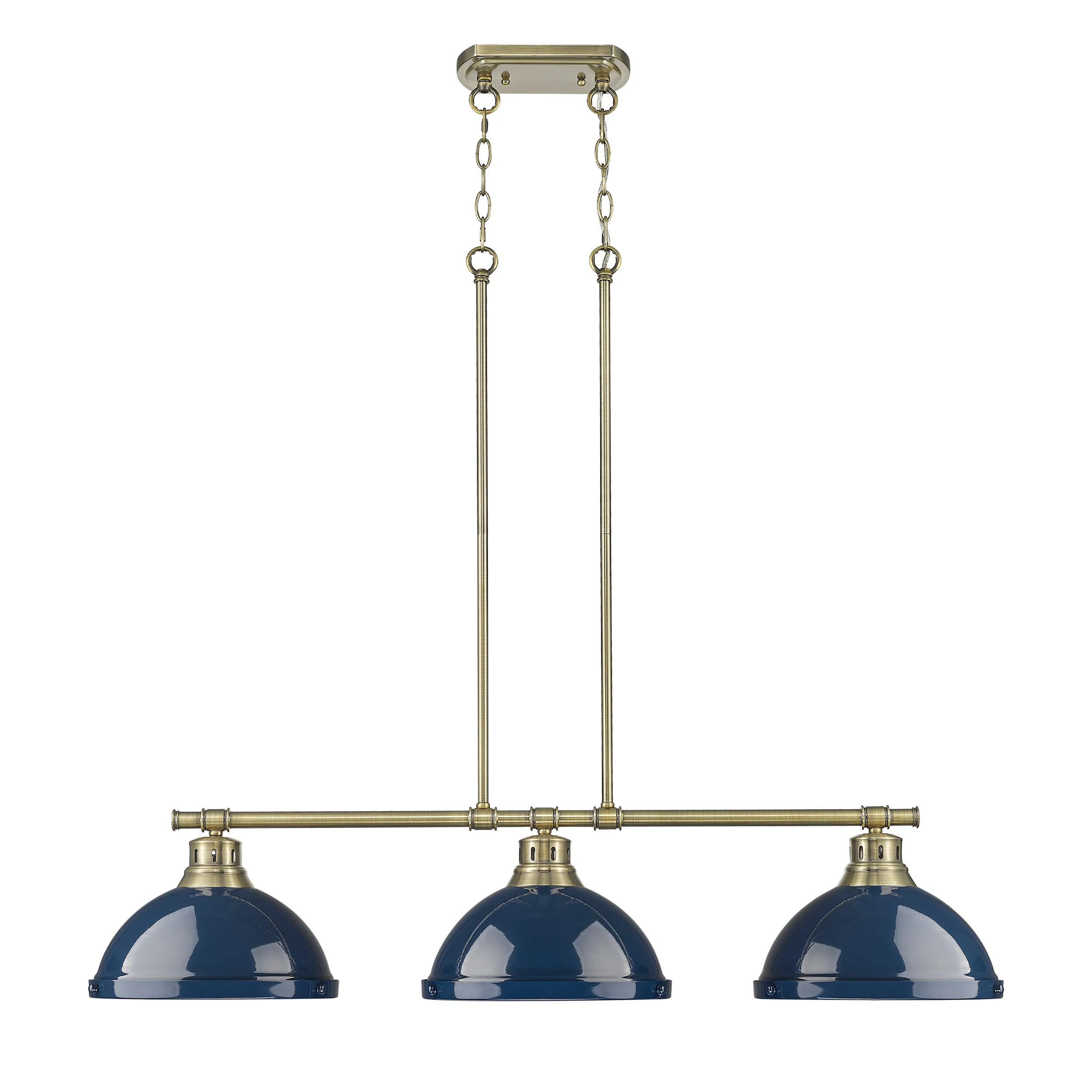 Duncan 3-light Island Light in Aged Brass and Navy Blue shade - Image 5