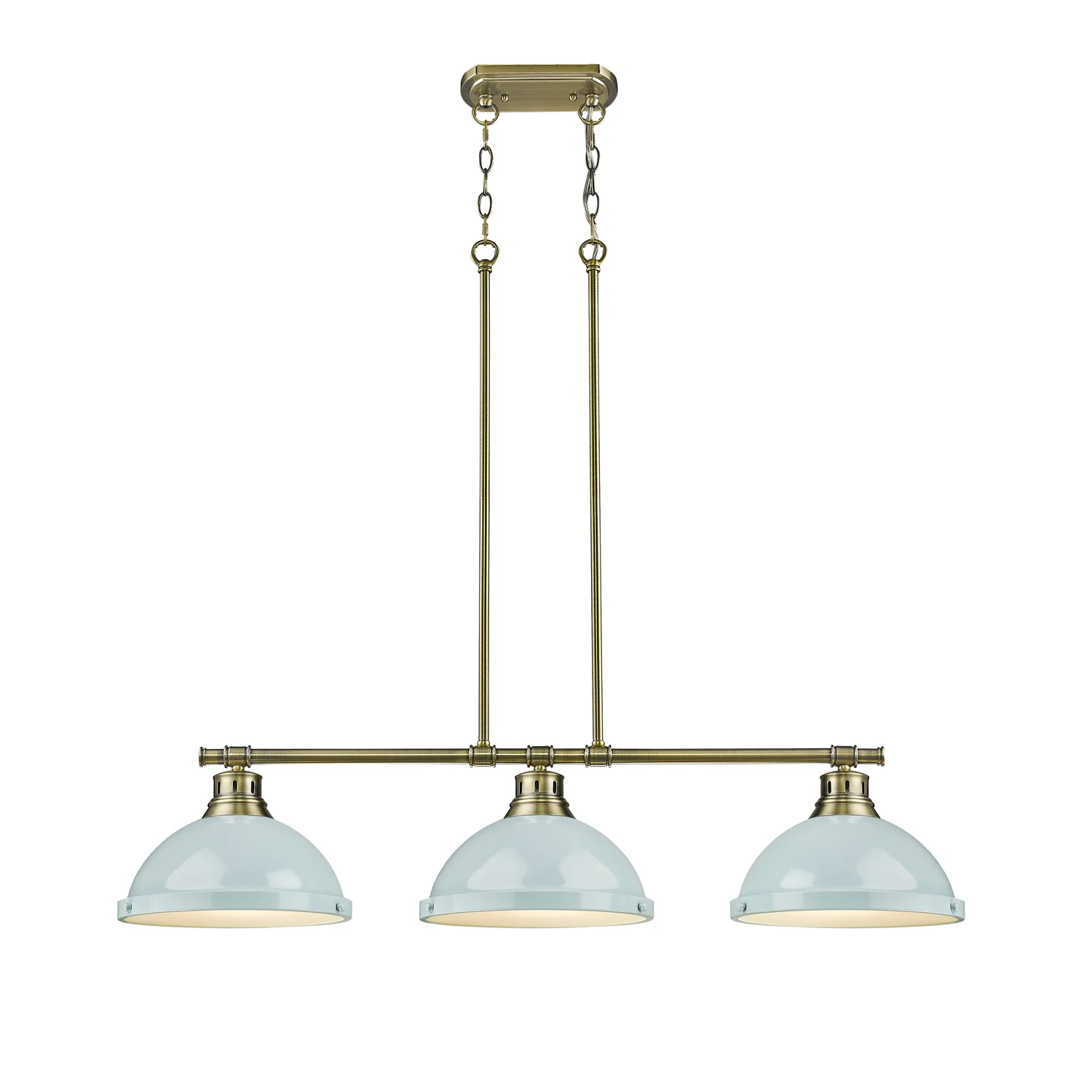Duncan 3-light Island Light in Aged Brass and Seafoam shade - Image 2