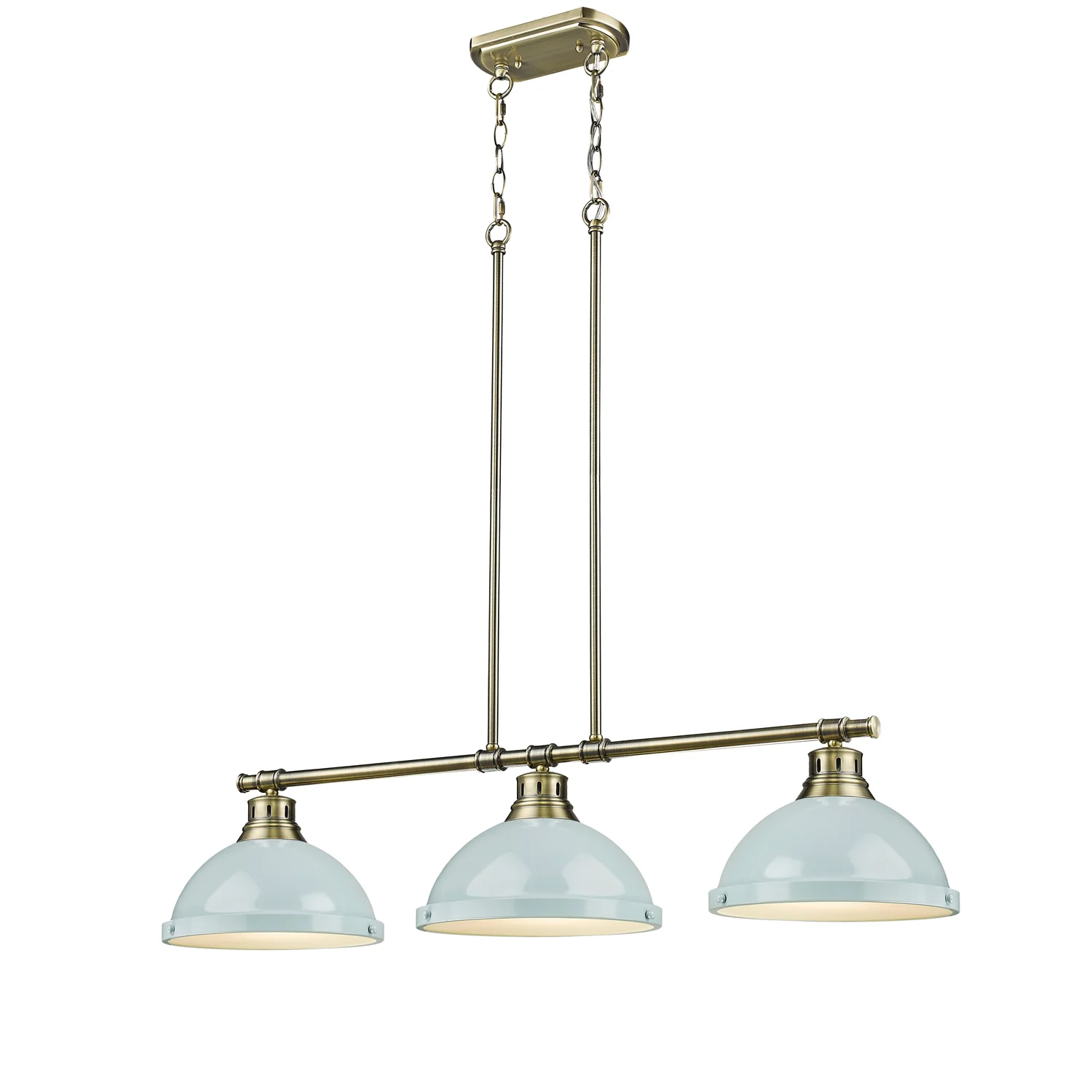 Duncan 3-light Island Light in Aged Brass and Seafoam shade - Image 3