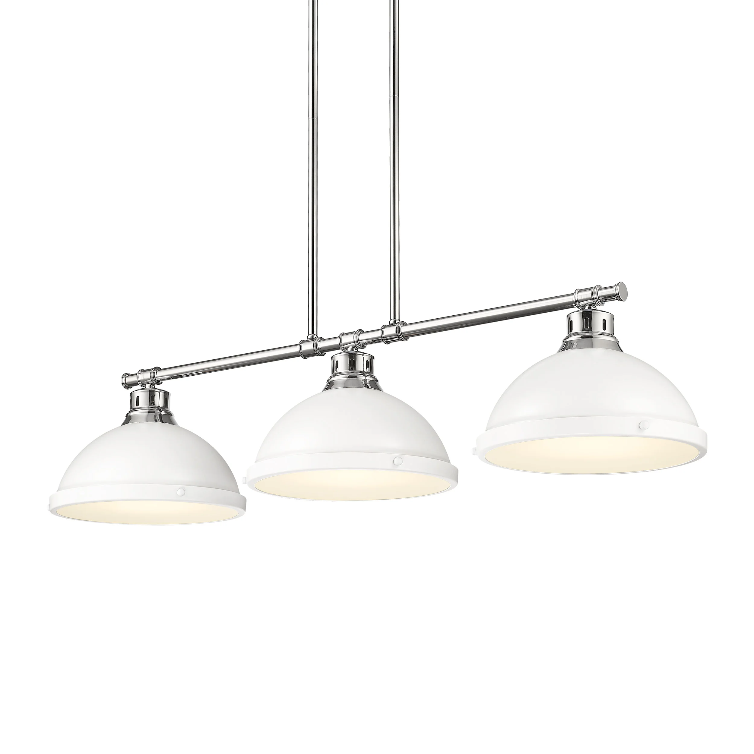 Duncan 3-light Island Light in Chrome and Matte White shade