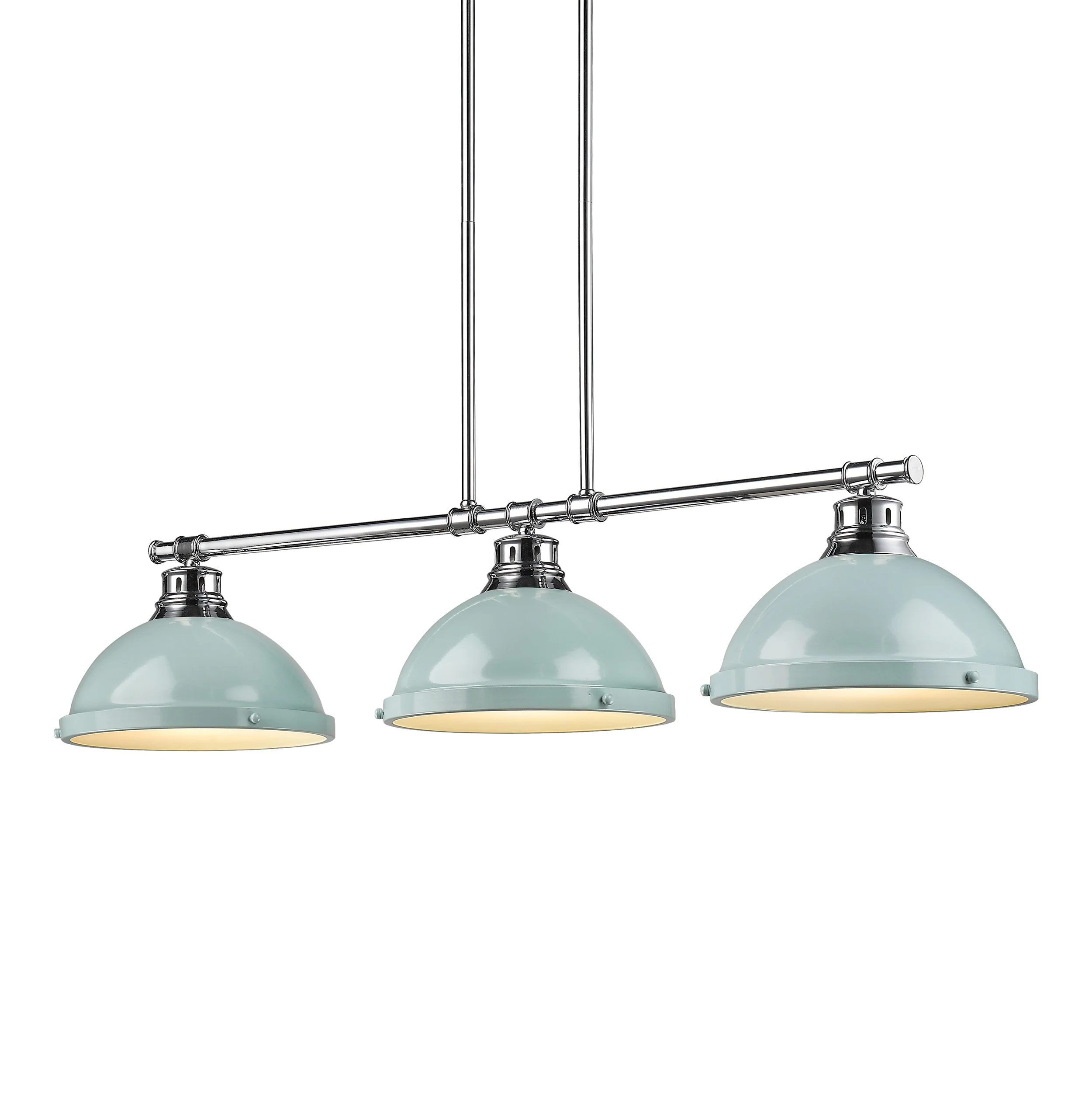 Duncan 3-light Island Light in Chrome and Seafoam shade