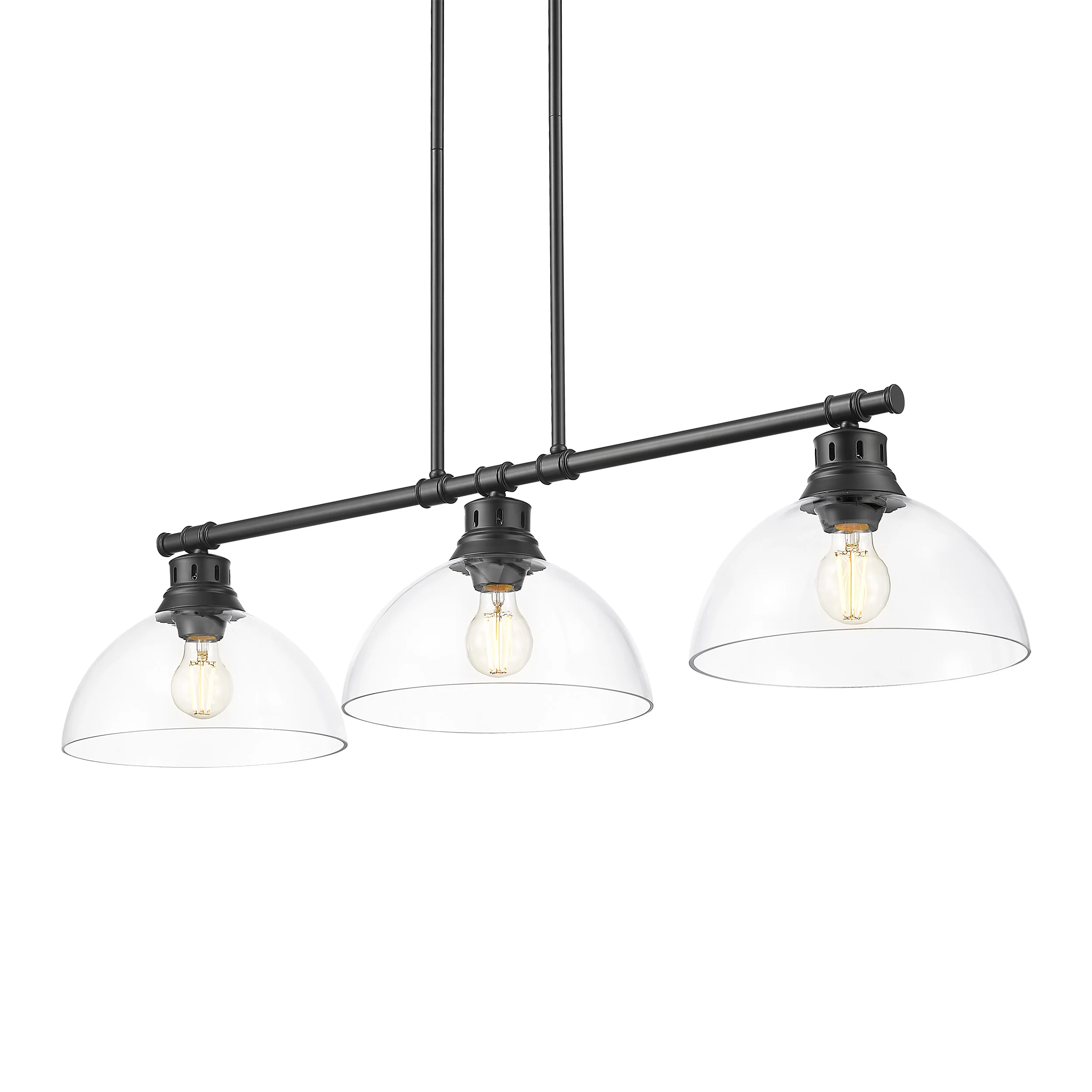 Duncan 3-light Island Light in Matte Black and Clear Glass