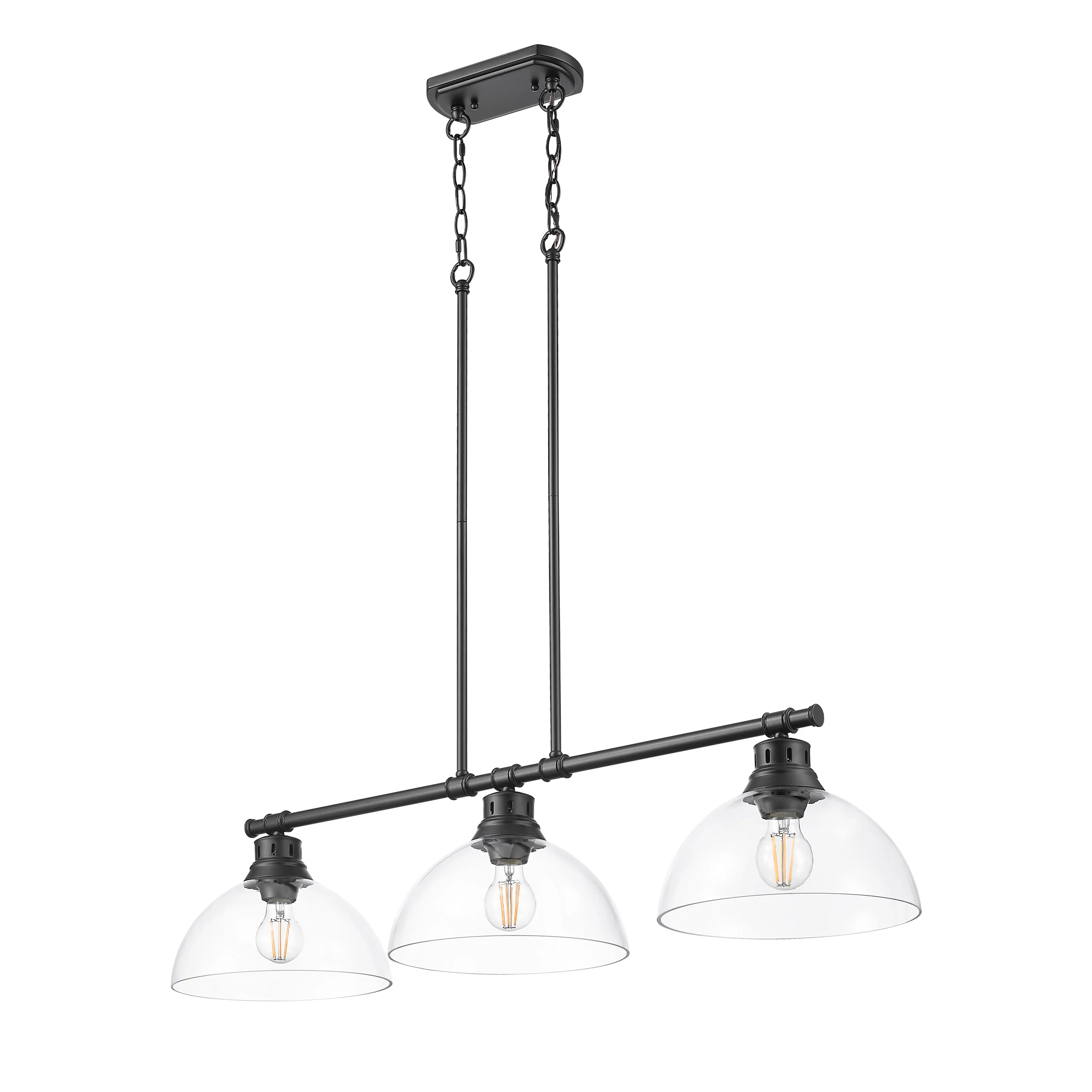 Duncan 3-light Island Light in Matte Black and Clear Glass - Image 2