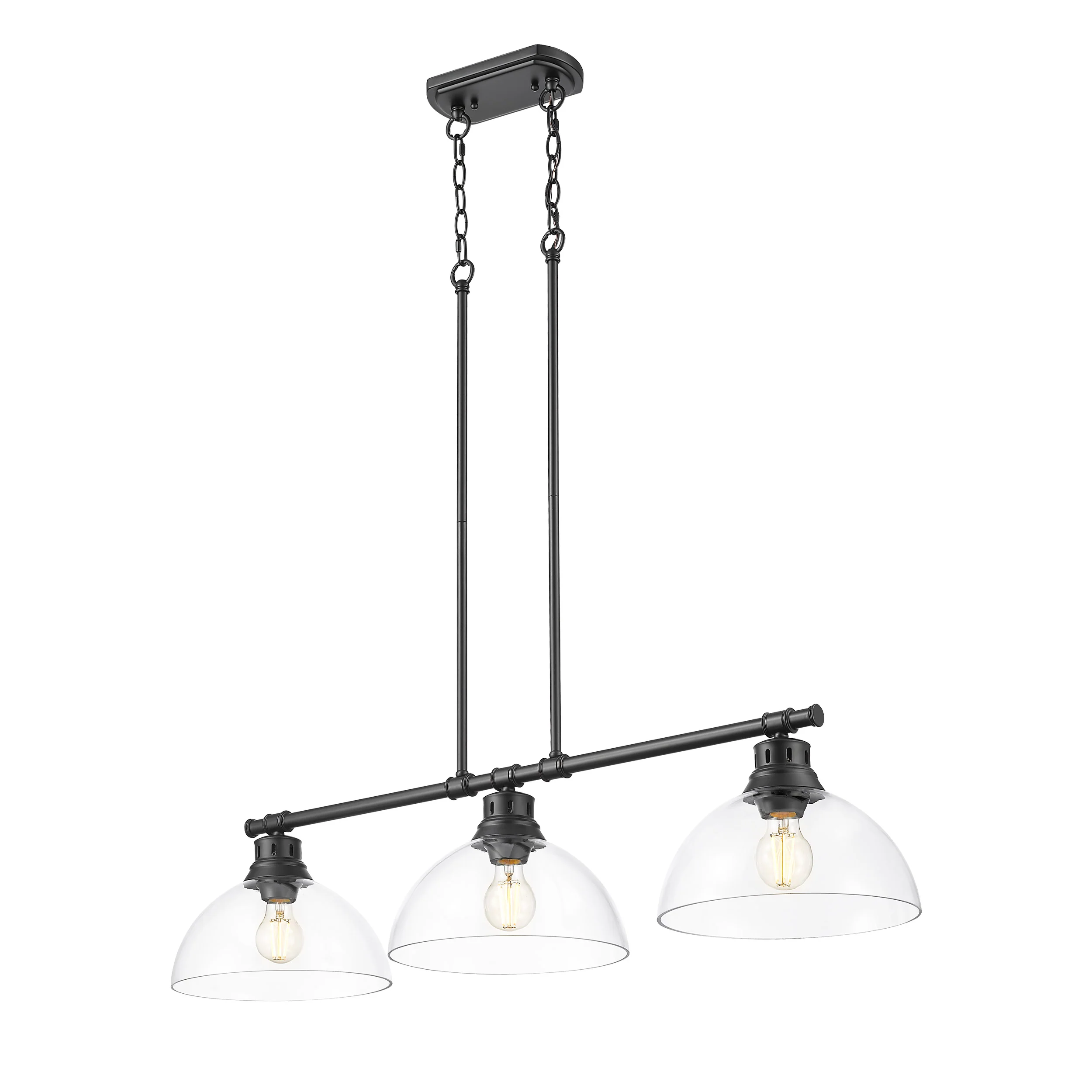 Duncan 3-light Island Light in Matte Black and Clear Glass - Image 3