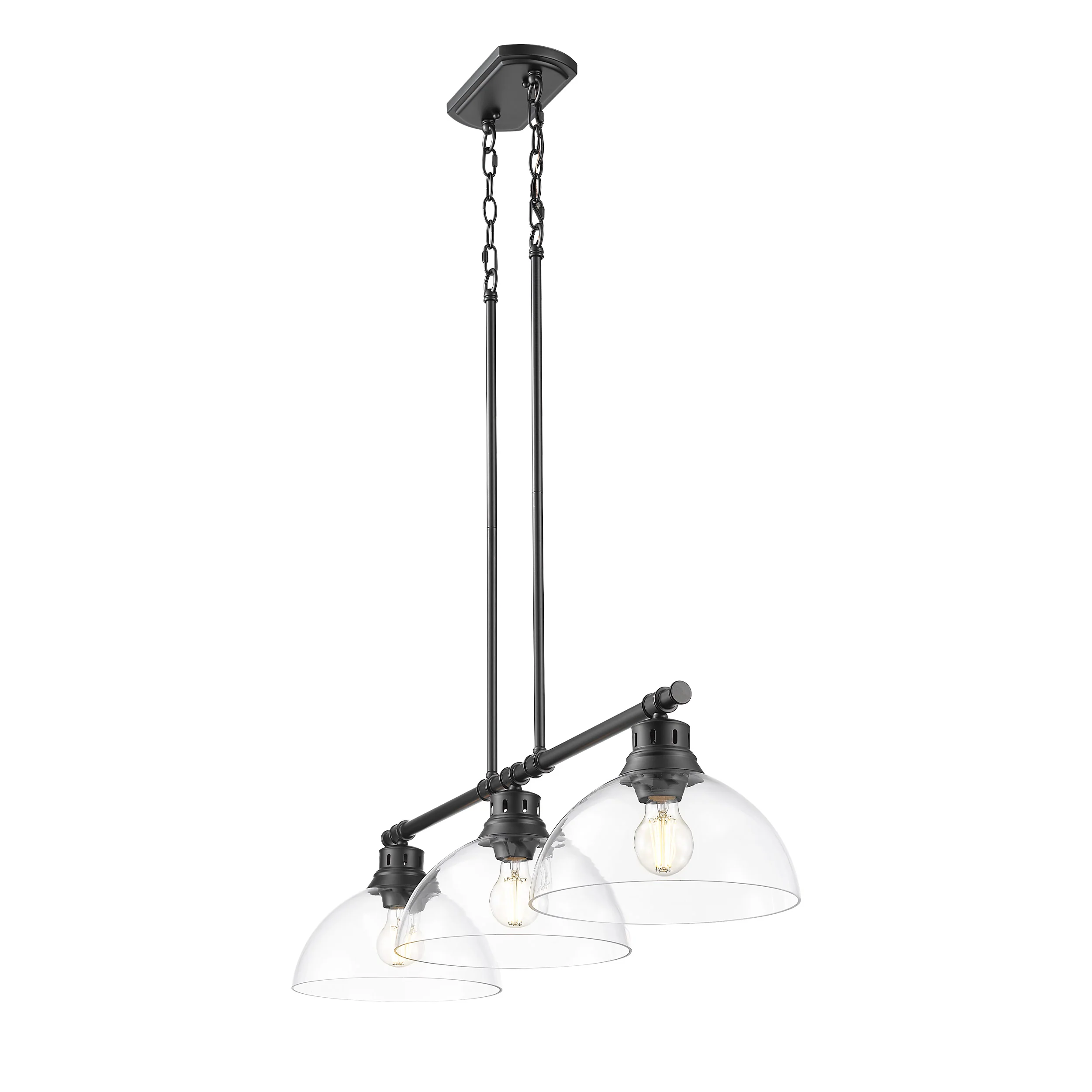 Duncan 3-light Island Light in Matte Black and Clear Glass - Image 4