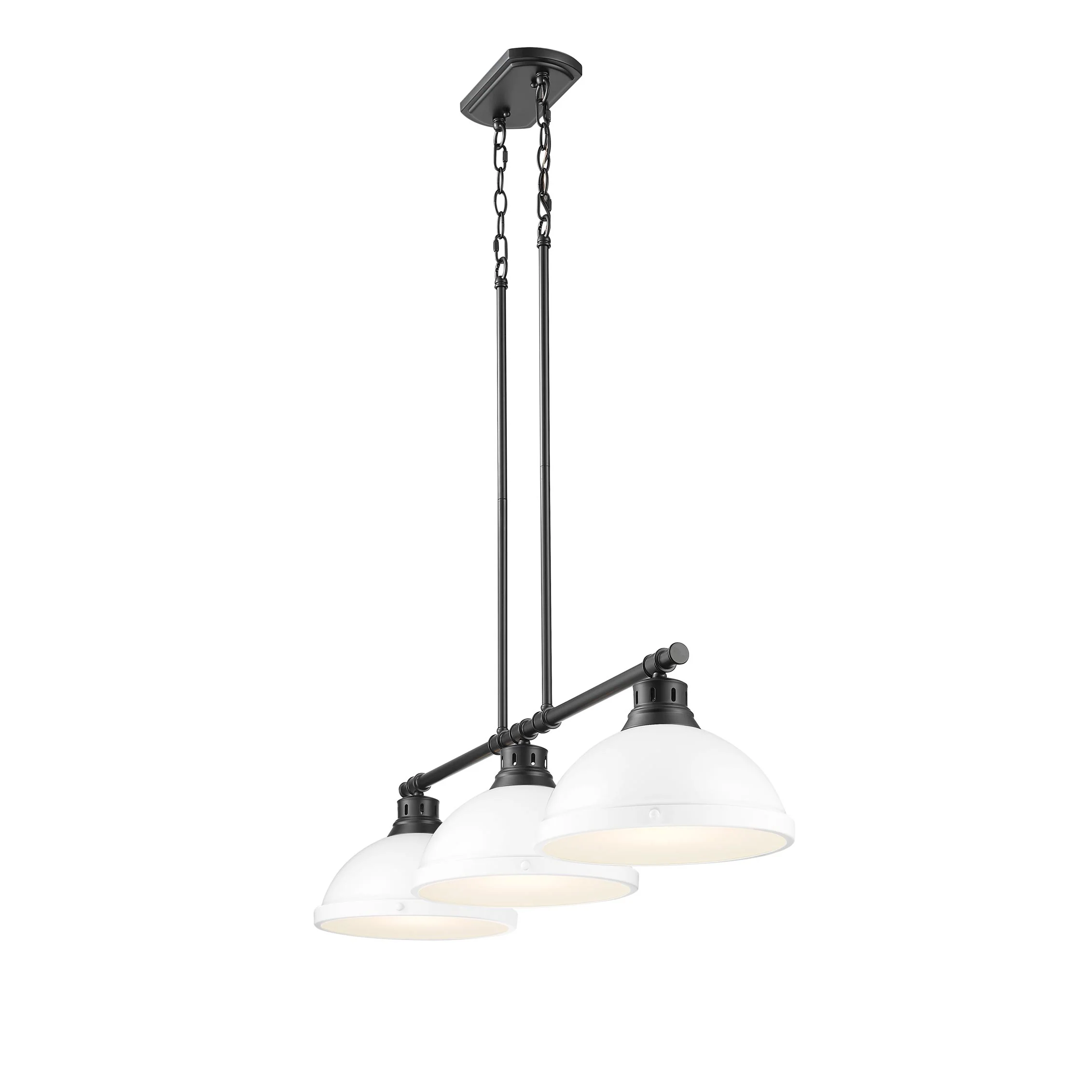 Duncan 3-light Island Light in Matte Black and Matte White shade - Image 2