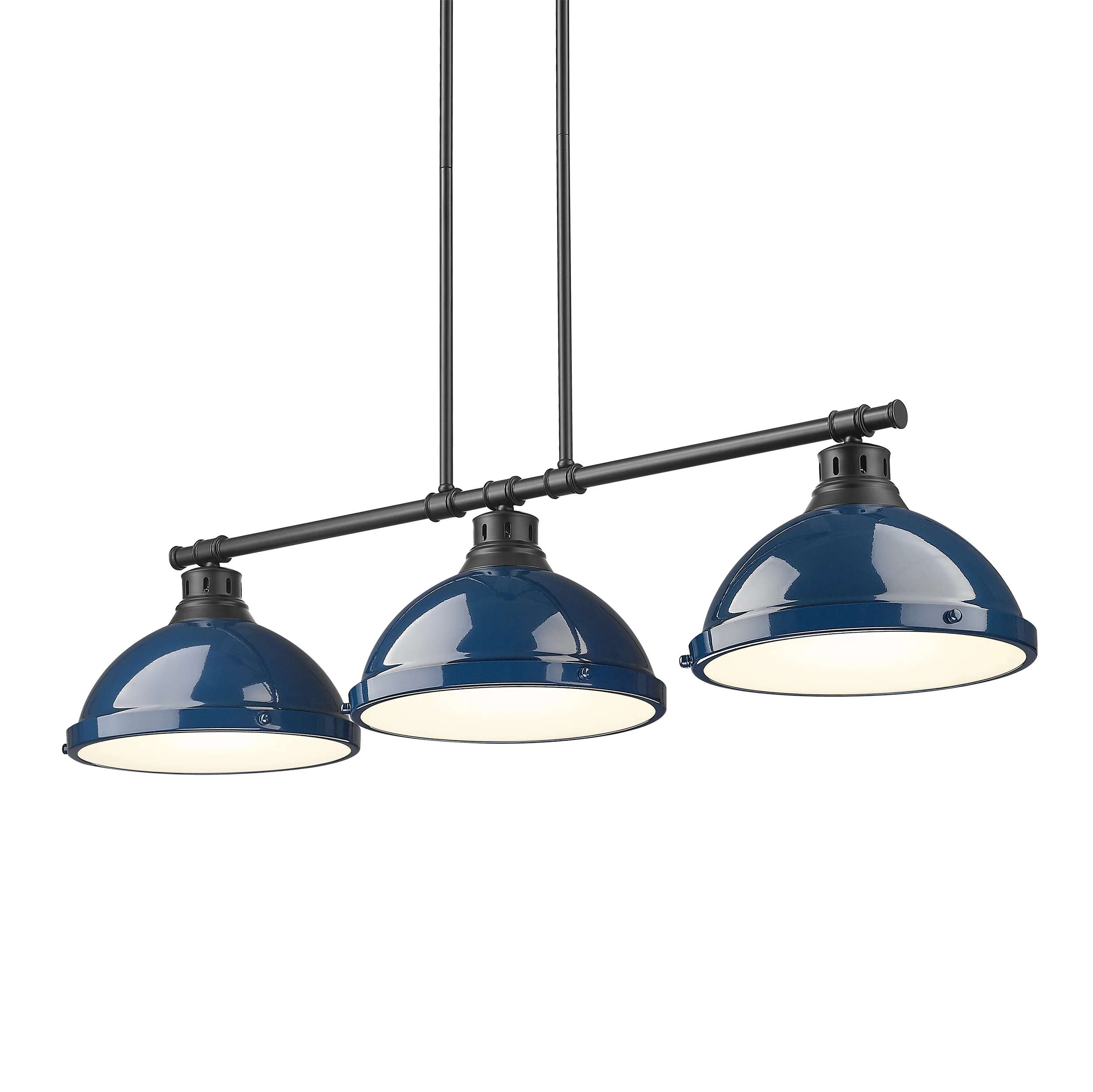 Duncan 3-light Island Light in Matte Black and Navy Blue shade