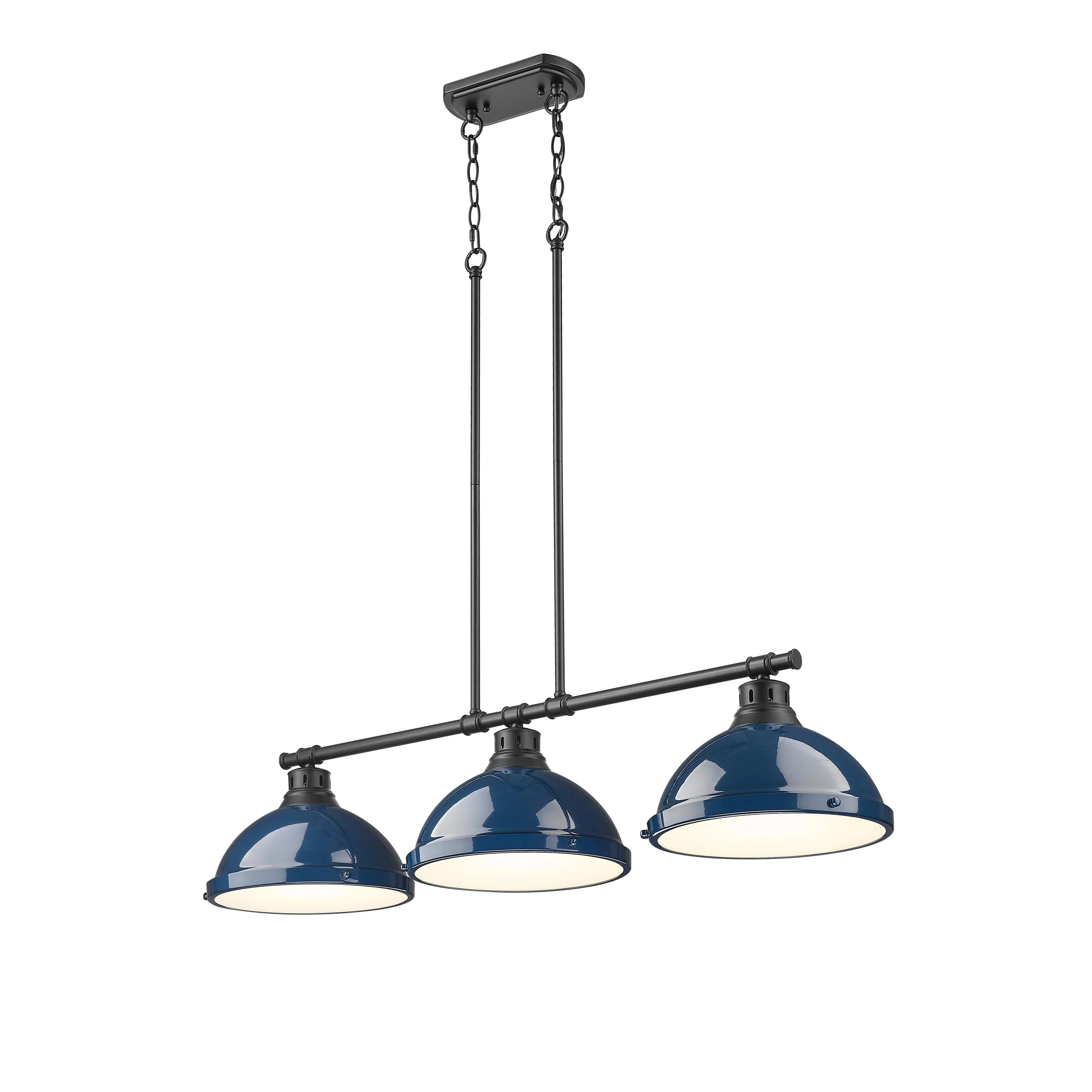 Duncan 3-light Island Light in Matte Black and Navy Blue shade - Image 3