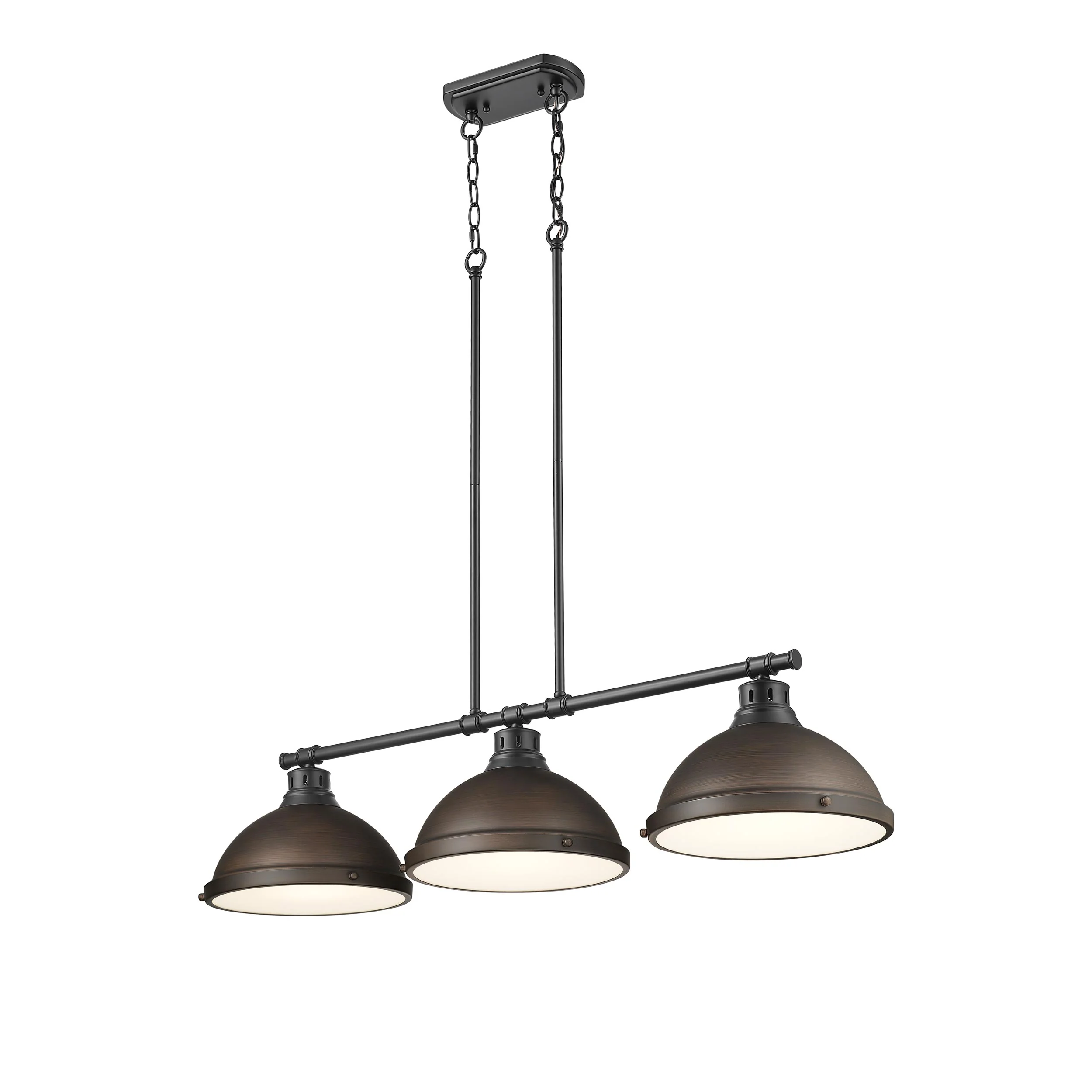 Duncan 3-light Island Light in Matte Black and Rubbed Bronze shade - Image 3