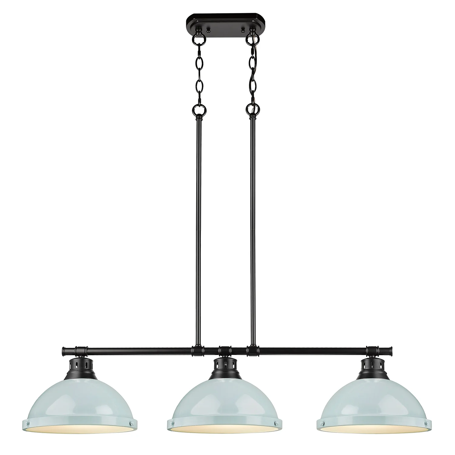 Duncan 3-light Island Light in Matte Black and Seafoam shade - Image 2