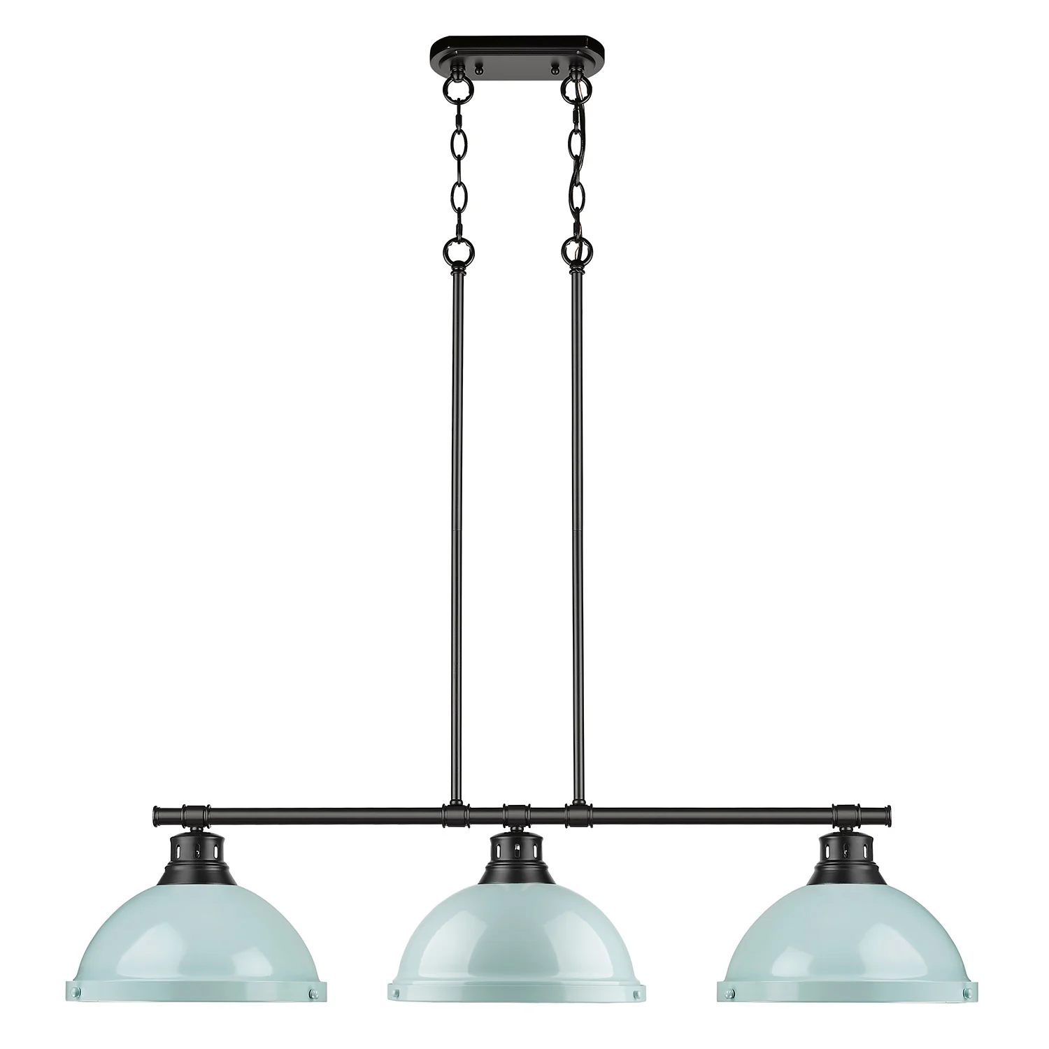 Duncan 3-light Island Light in Matte Black and Seafoam shade - Image 3