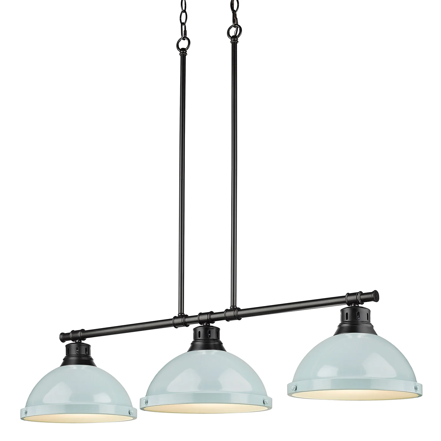 Duncan 3-light Island Light in Matte Black and Seafoam shade - Image 4