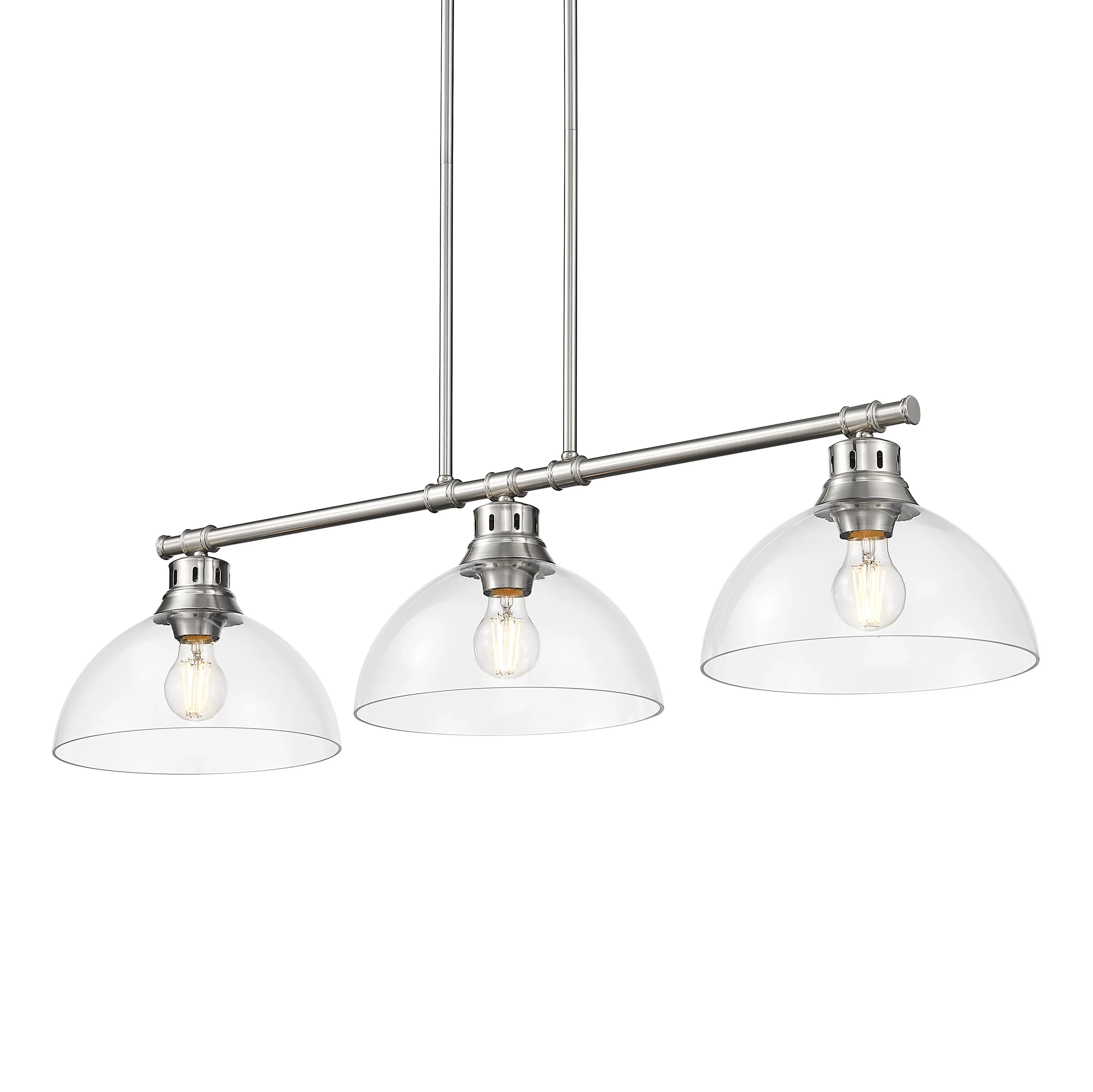 Duncan 3-light Island Light in Pewter and Clear Glass