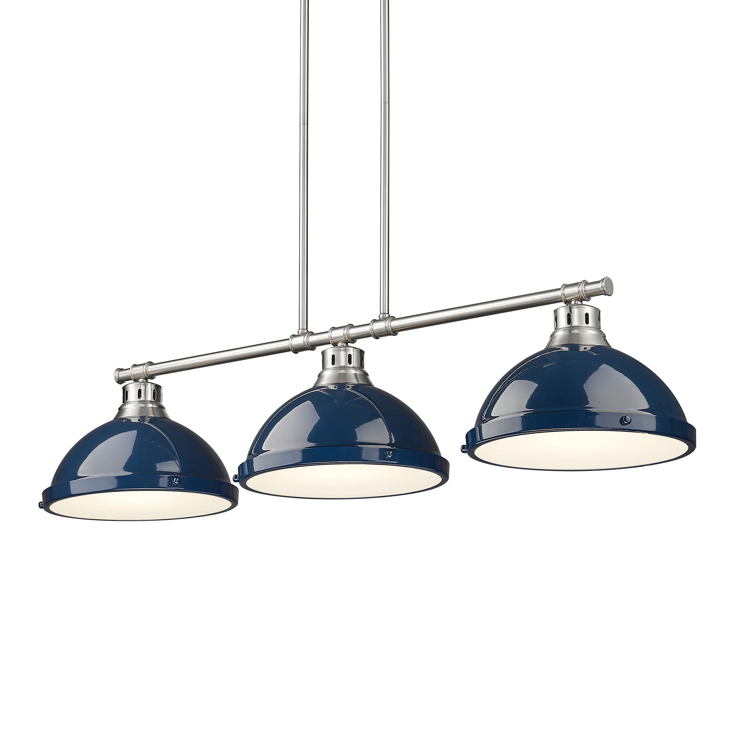 Duncan 3-light Island Light in Pewter and Navy Blue shade