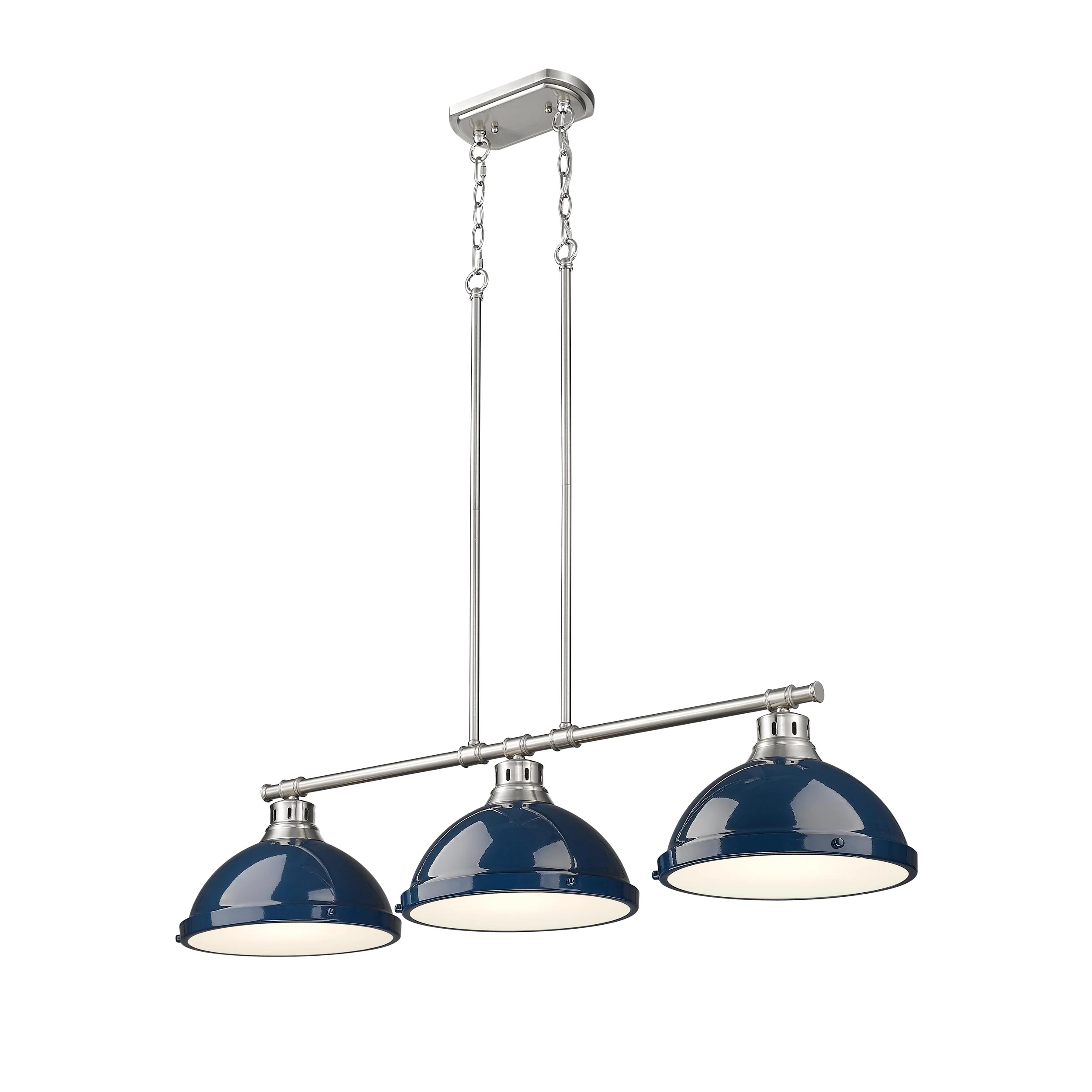 Duncan 3-light Island Light in Pewter and Navy Blue shade - Image 3