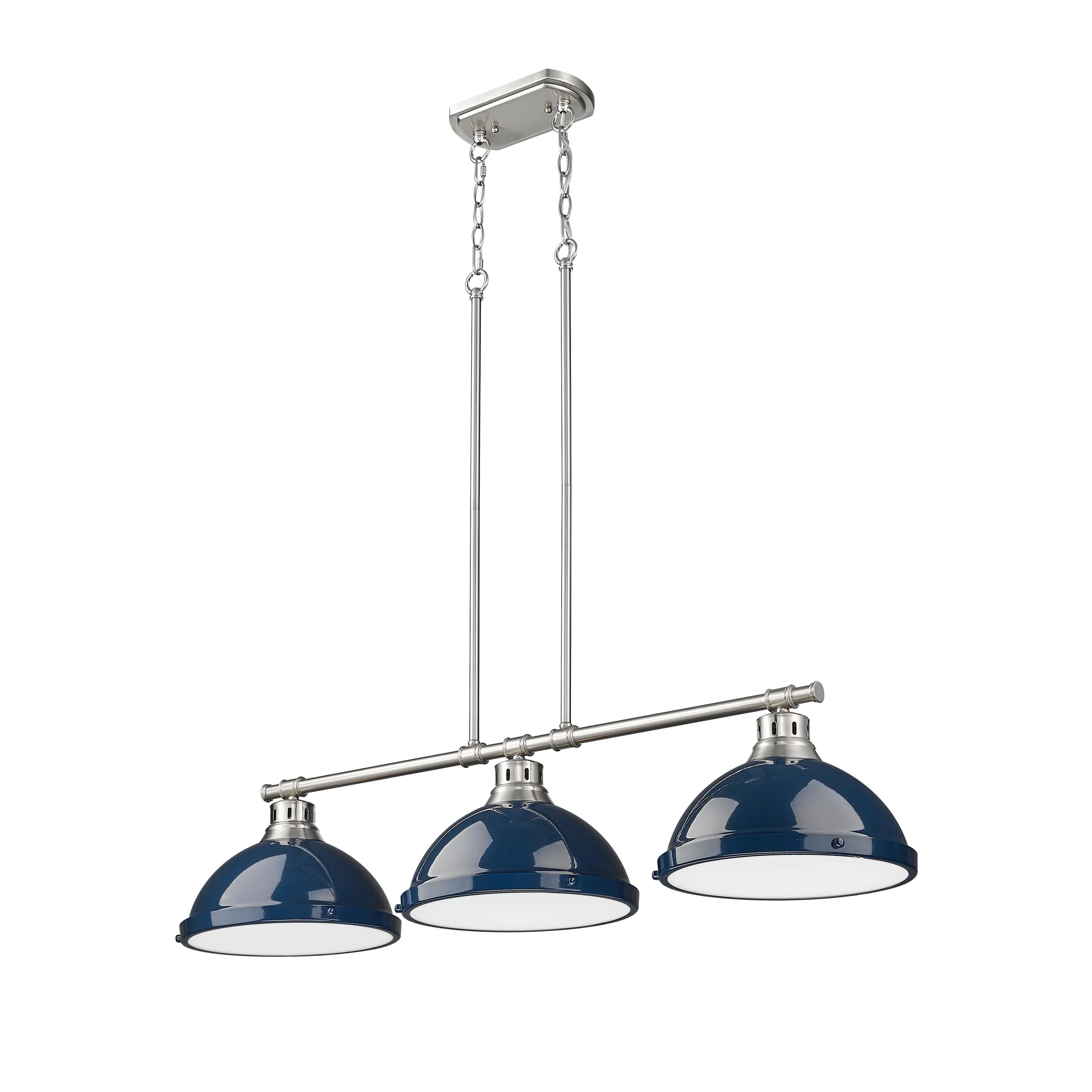 Duncan 3-light Island Light in Pewter and Navy Blue shade - Image 4
